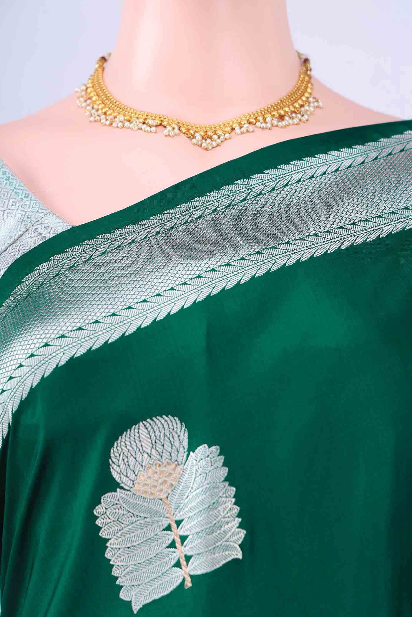 Bottle Green Banarasi Silk Saree