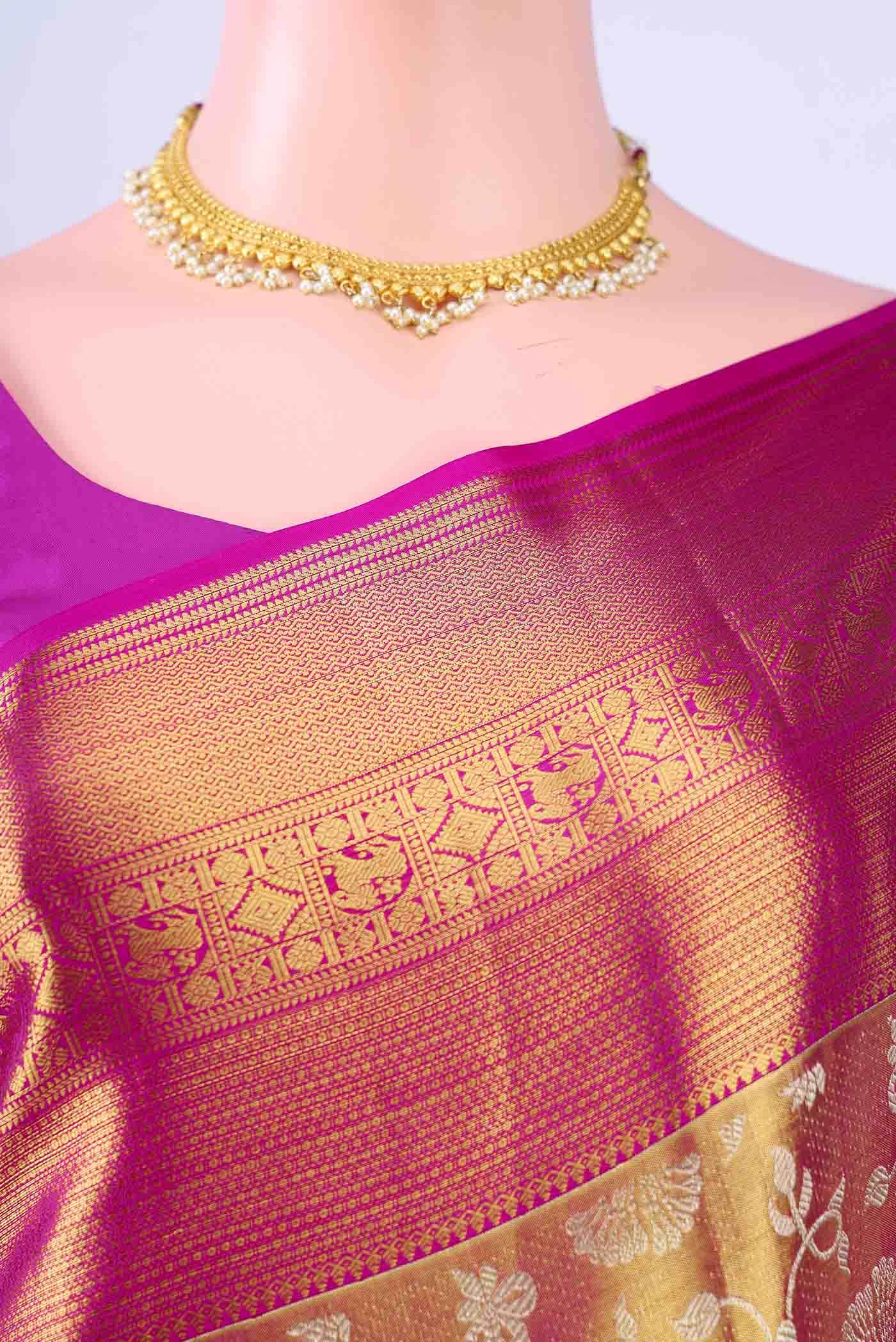 Golden Kanchipuram Silk Saree