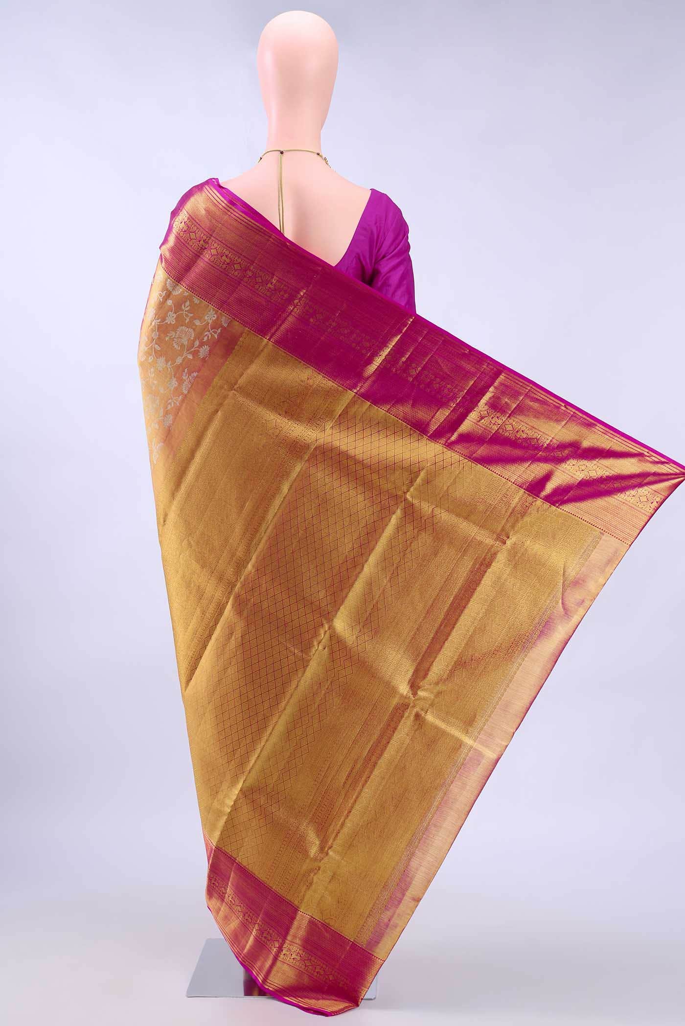 Golden Kanchipuram Silk Saree
