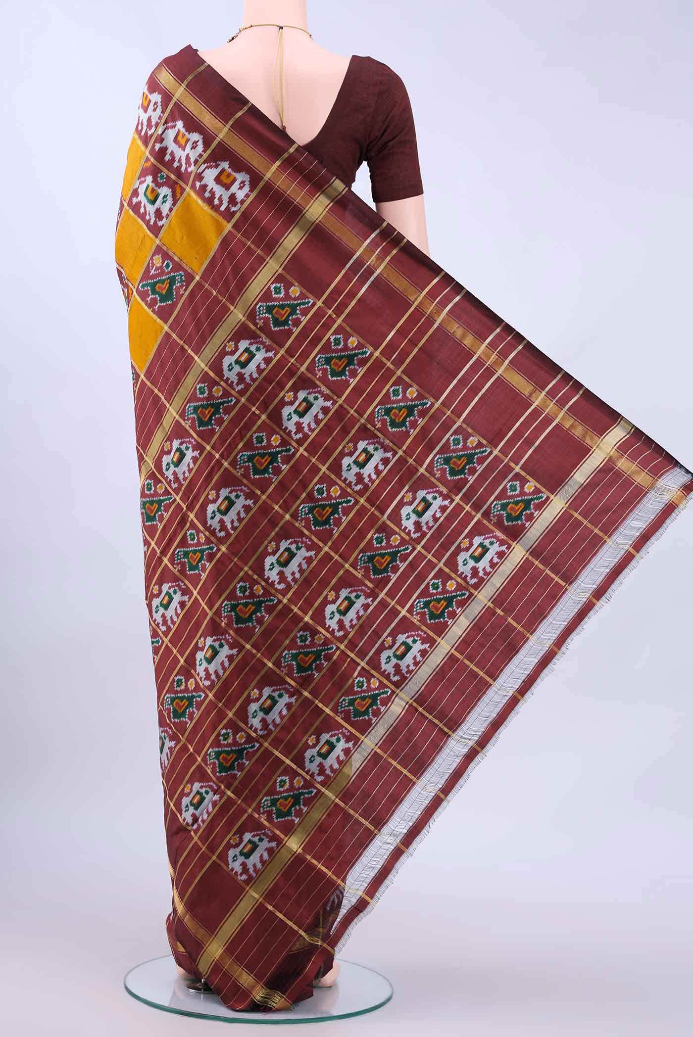 Mustard Pochampally Silk Saree