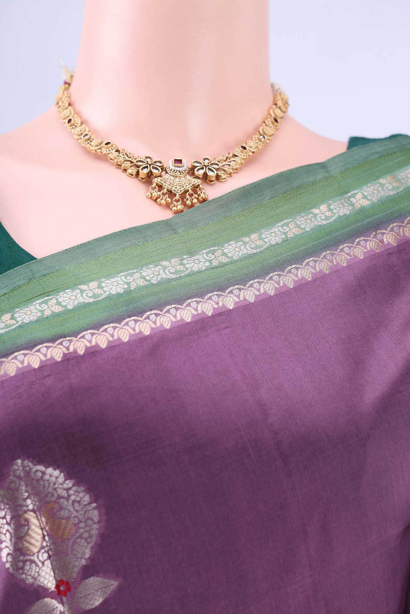 Mauve Banarasi Raw Silk Saree