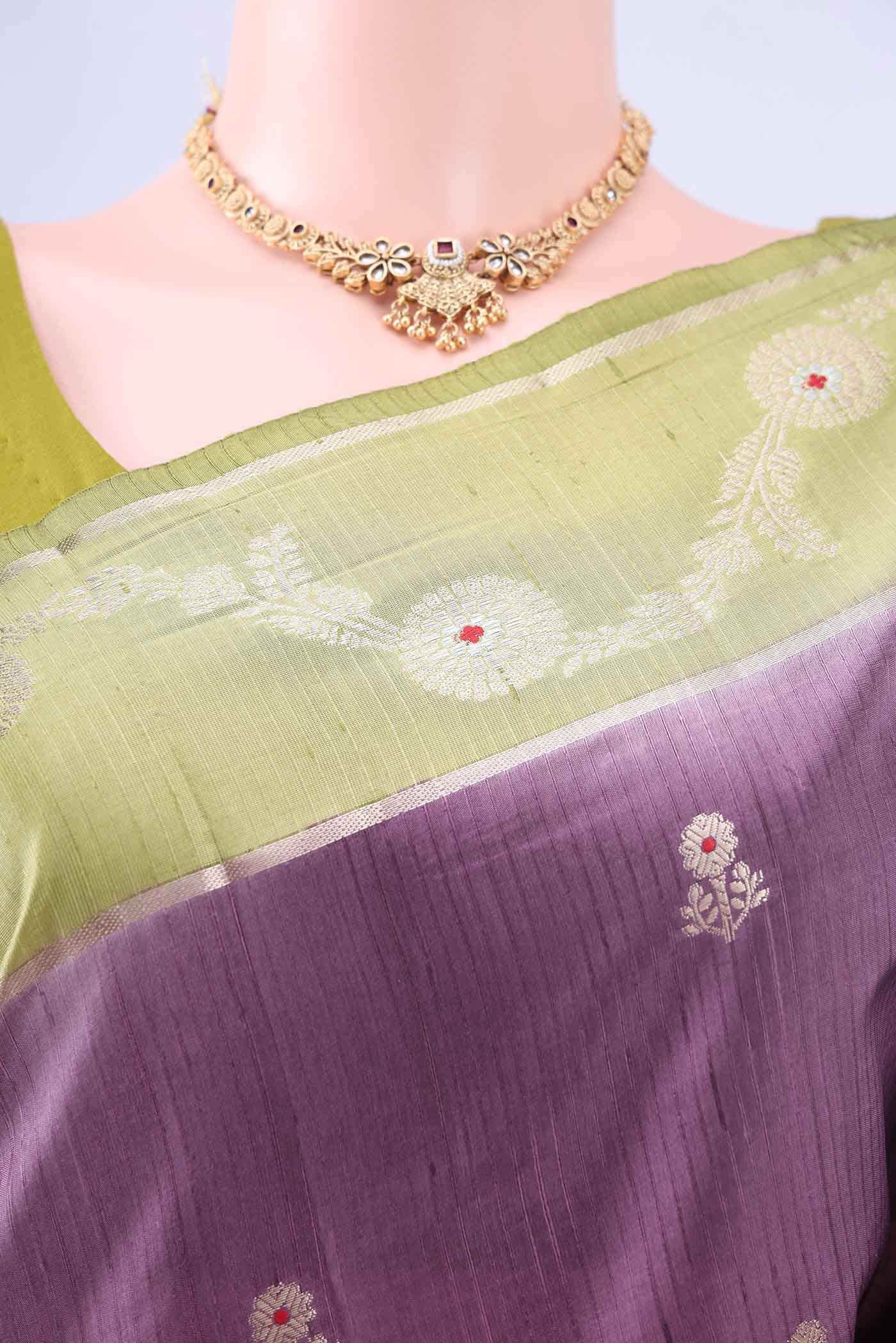 Mauve Banarasi Raw Silk Saree