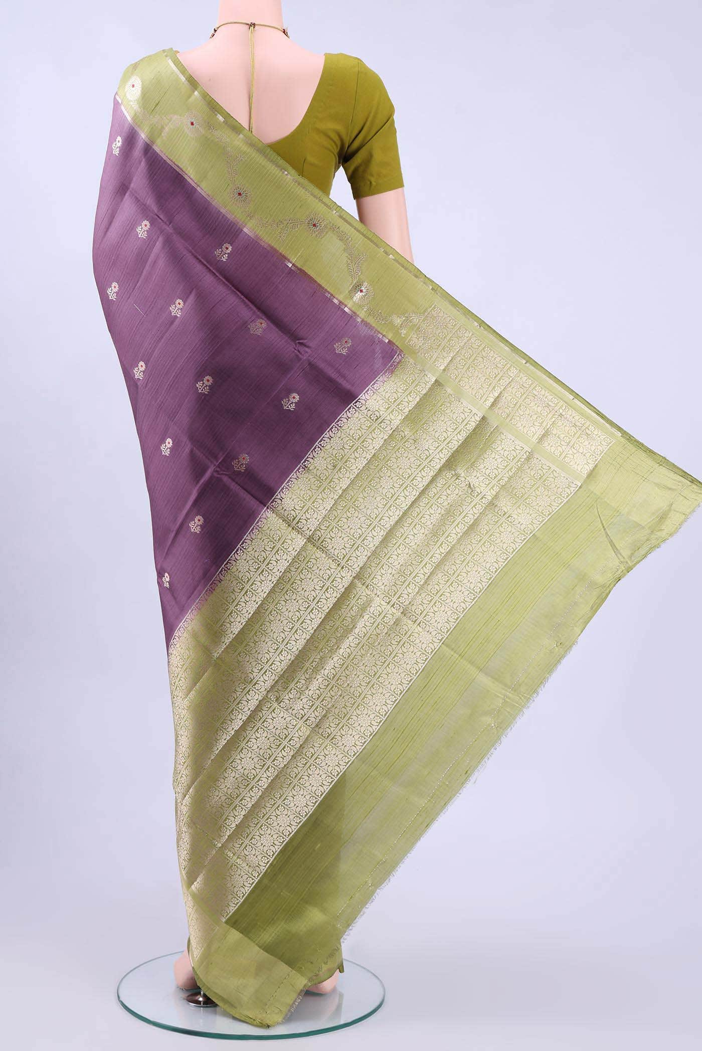 Mauve Banarasi Raw Silk Saree