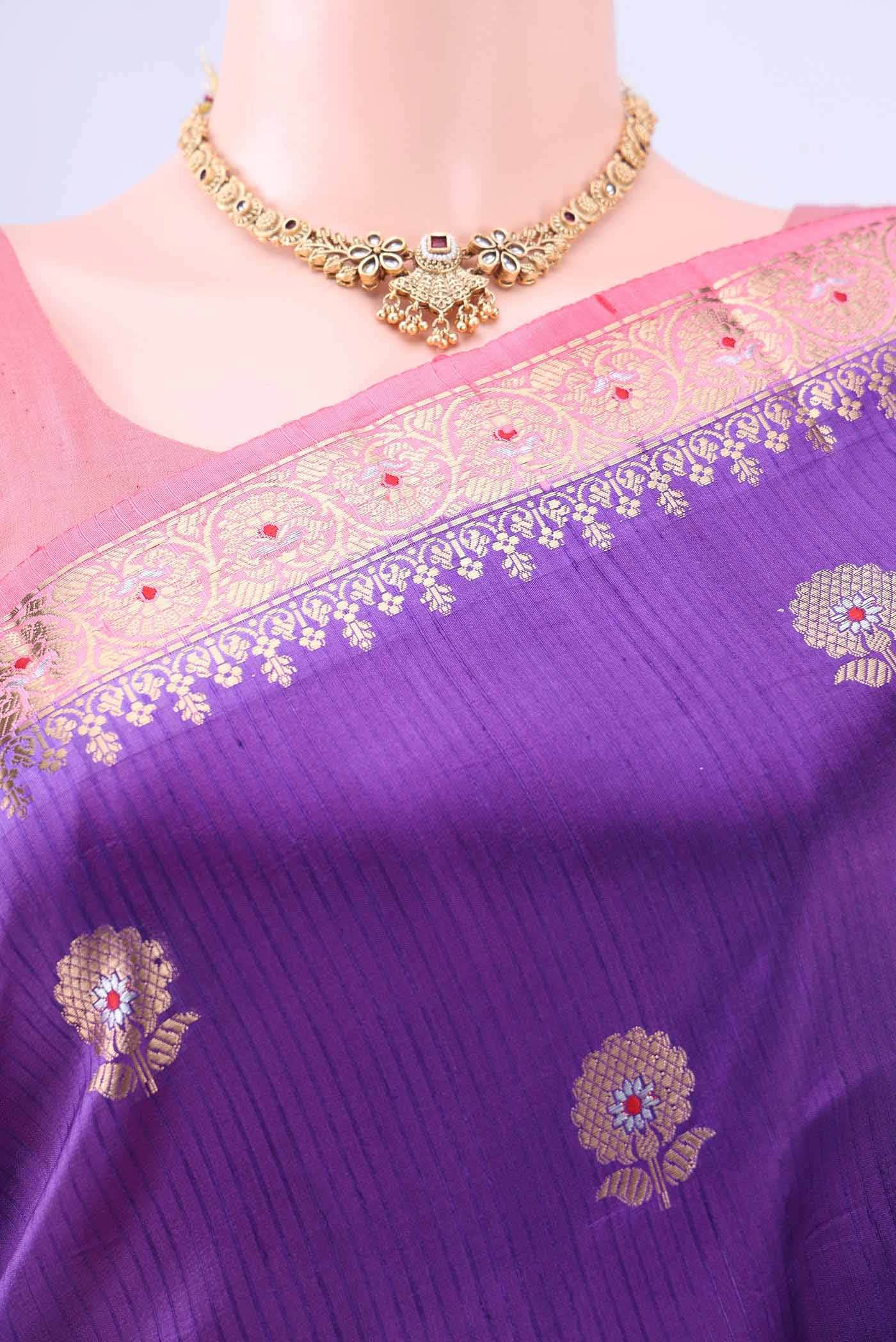 Purple Banarasi Raw Silk Saree