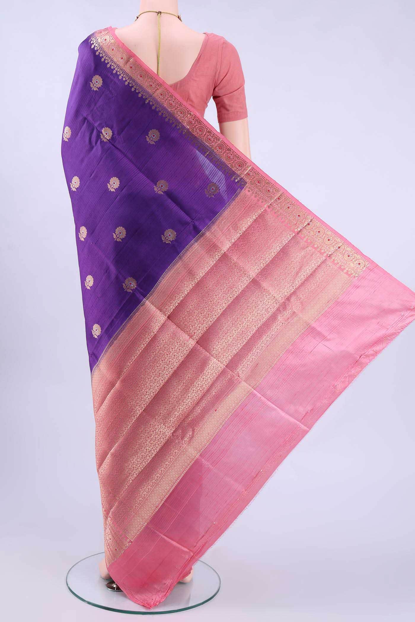 Purple Banarasi Raw Silk Saree