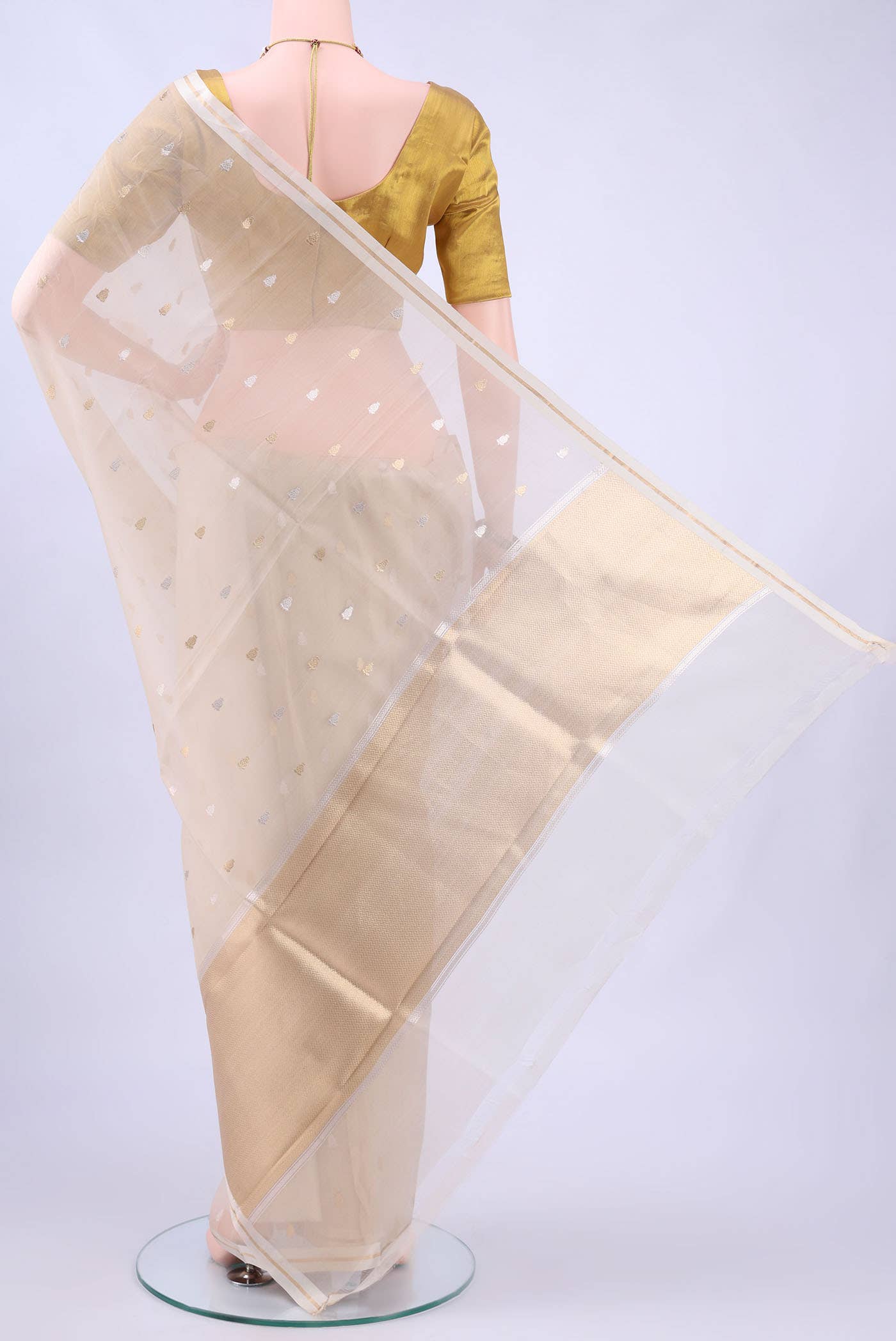 Off White Banarasi Silk Saree