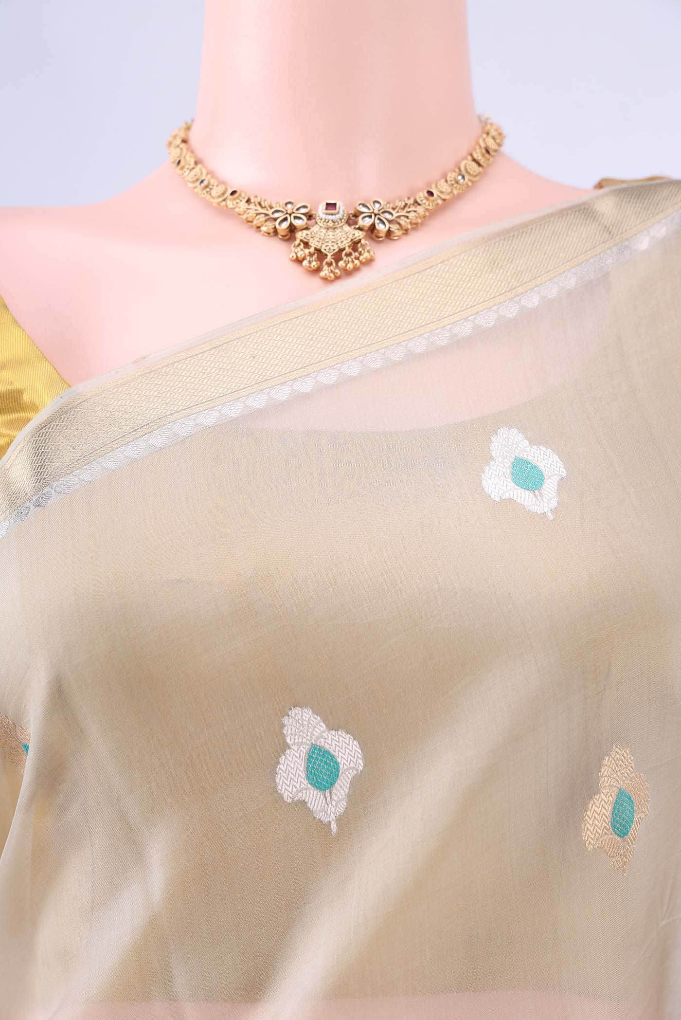 Beige Banarasi Silk Saree