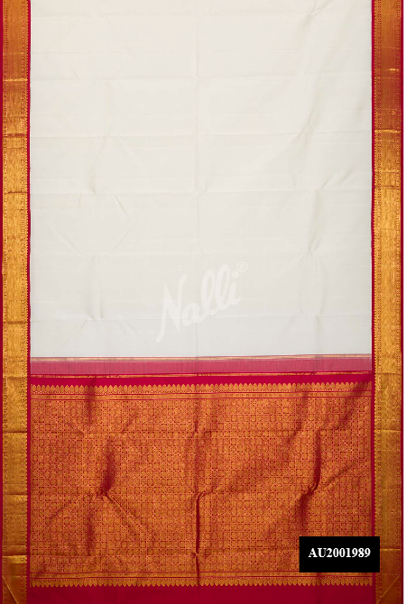 Off White Kanchipuram Silk Saree