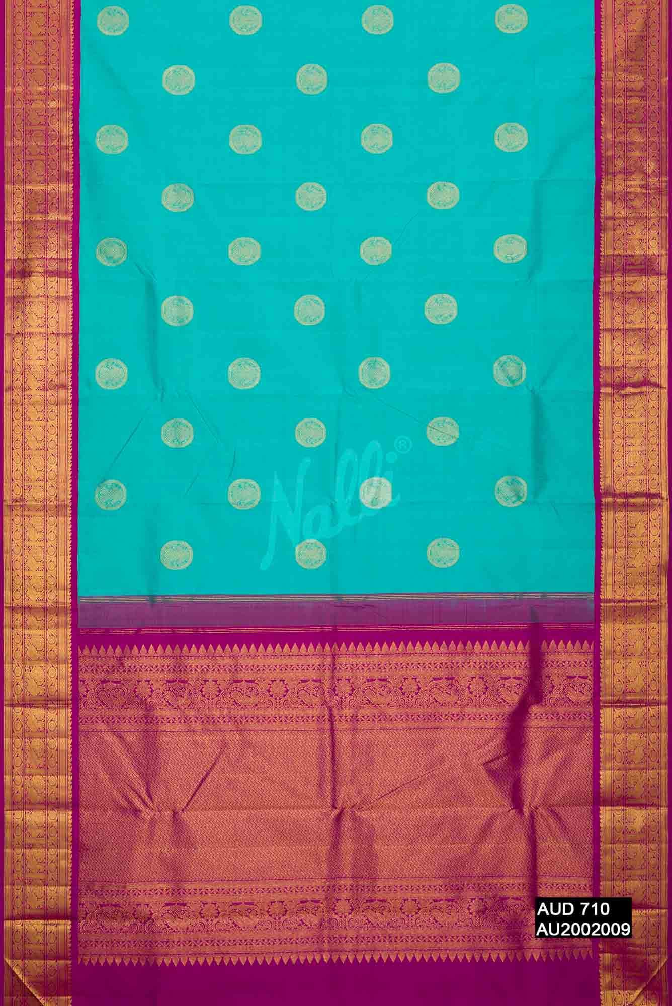 Sky Blue Kanchipuram Silk Saree