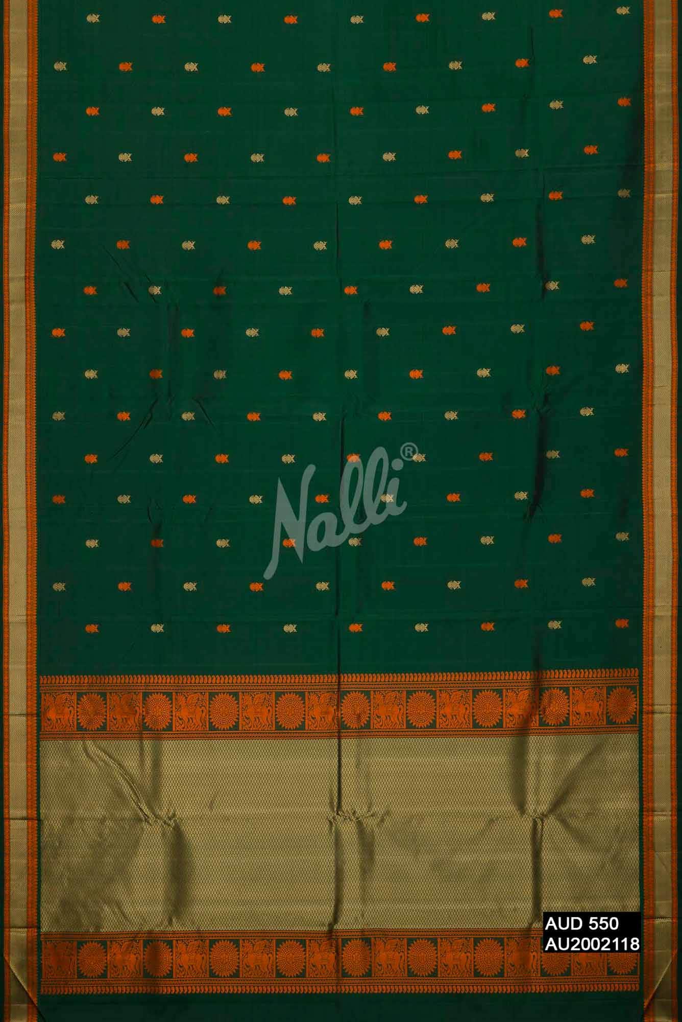 Bottle Green Kanchipuram Silk Saree
