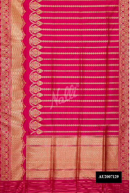 Dark Pink Banarasi Silk Saree