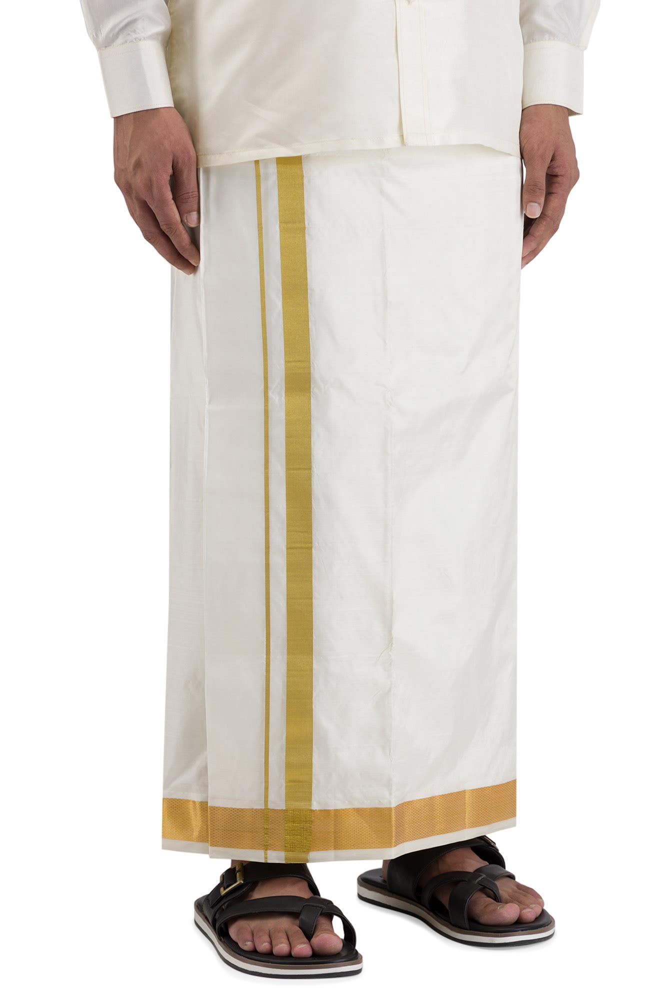 Cream Silk Dhoti 8 Muzham