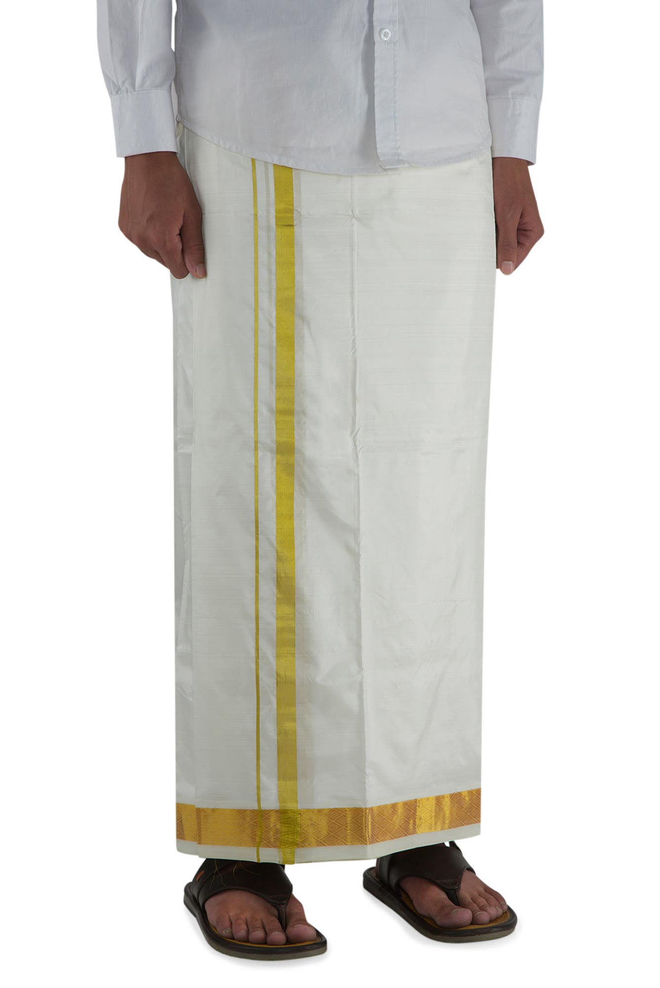 Cream Silk Dhoti 8 Muzham