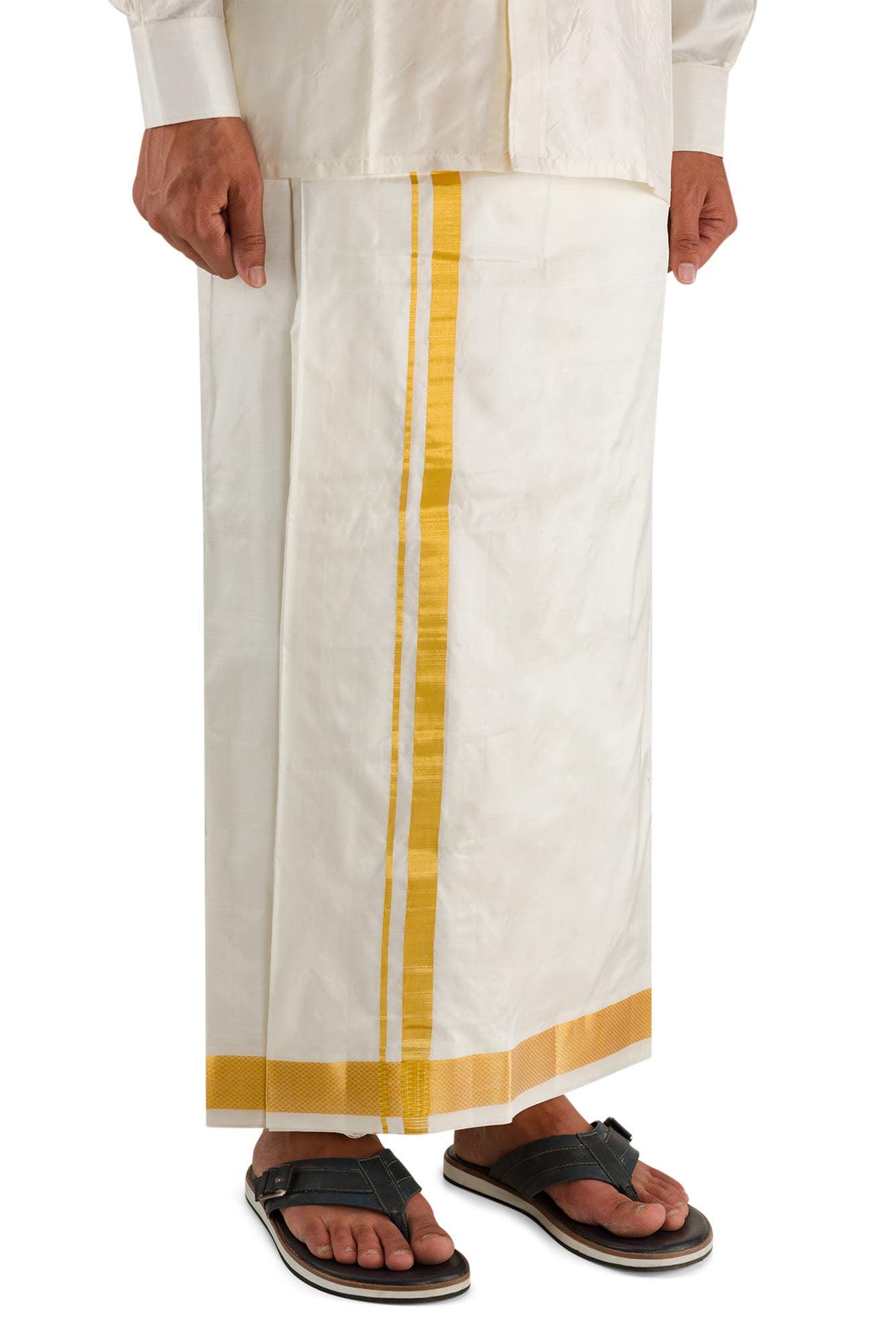 Cream Silk Dhoti 8 Muzham