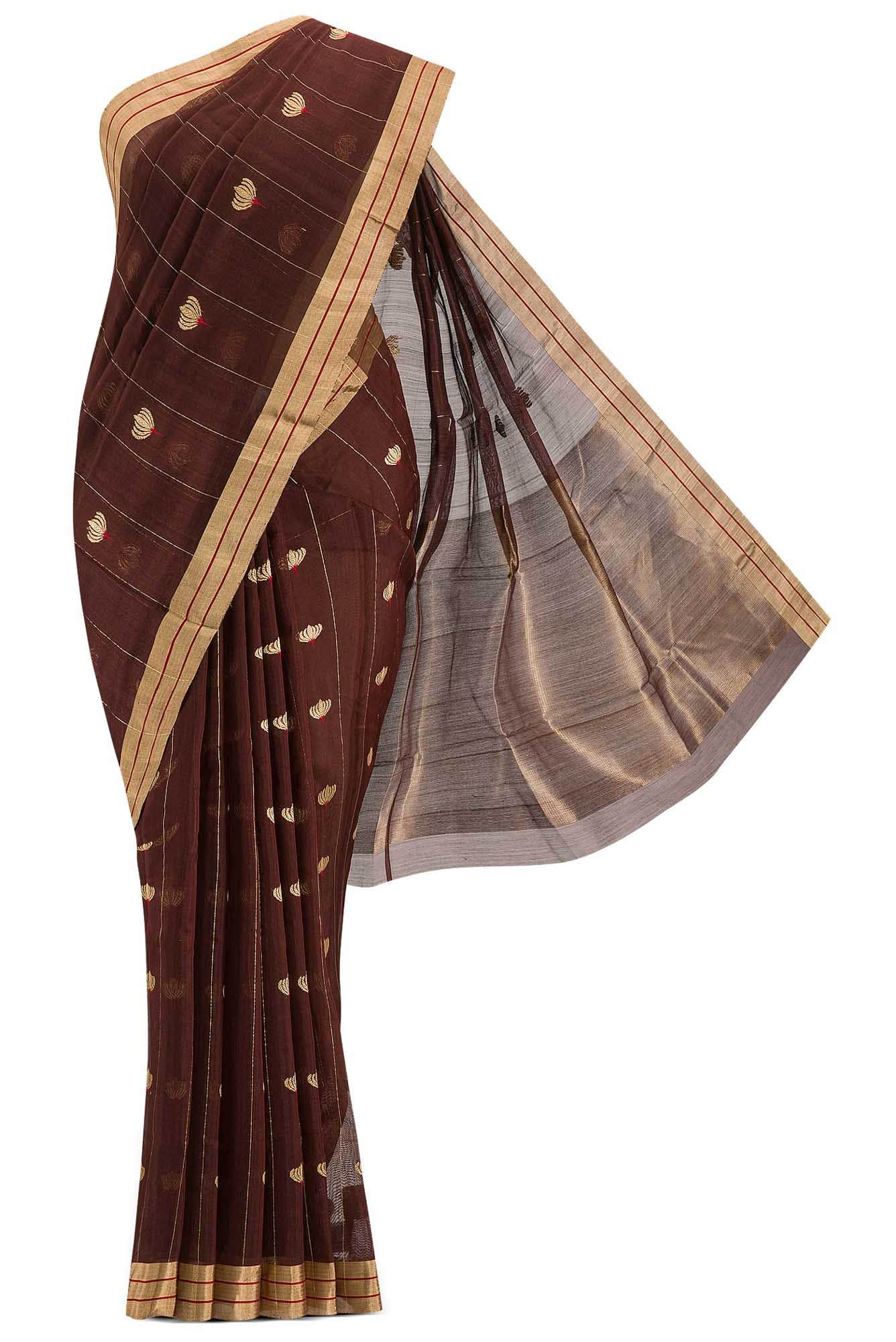 Navya Brown Chanderi Silk Cotton Saree