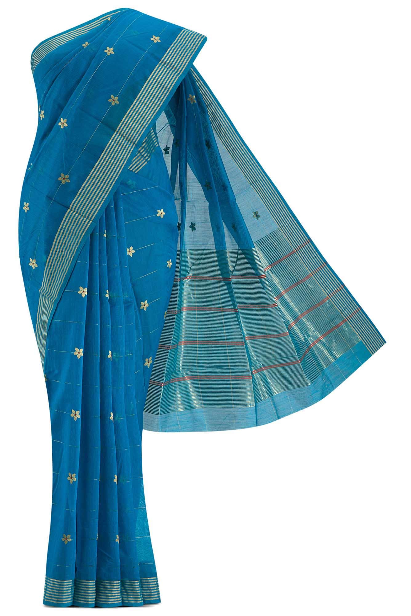 Navya Blue Chanderi Silk Cotton Saree