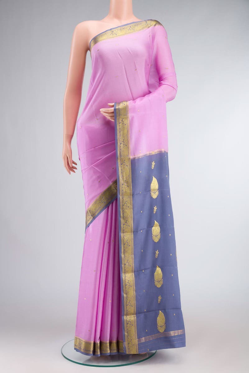 Pink Mysore Crepe Saree