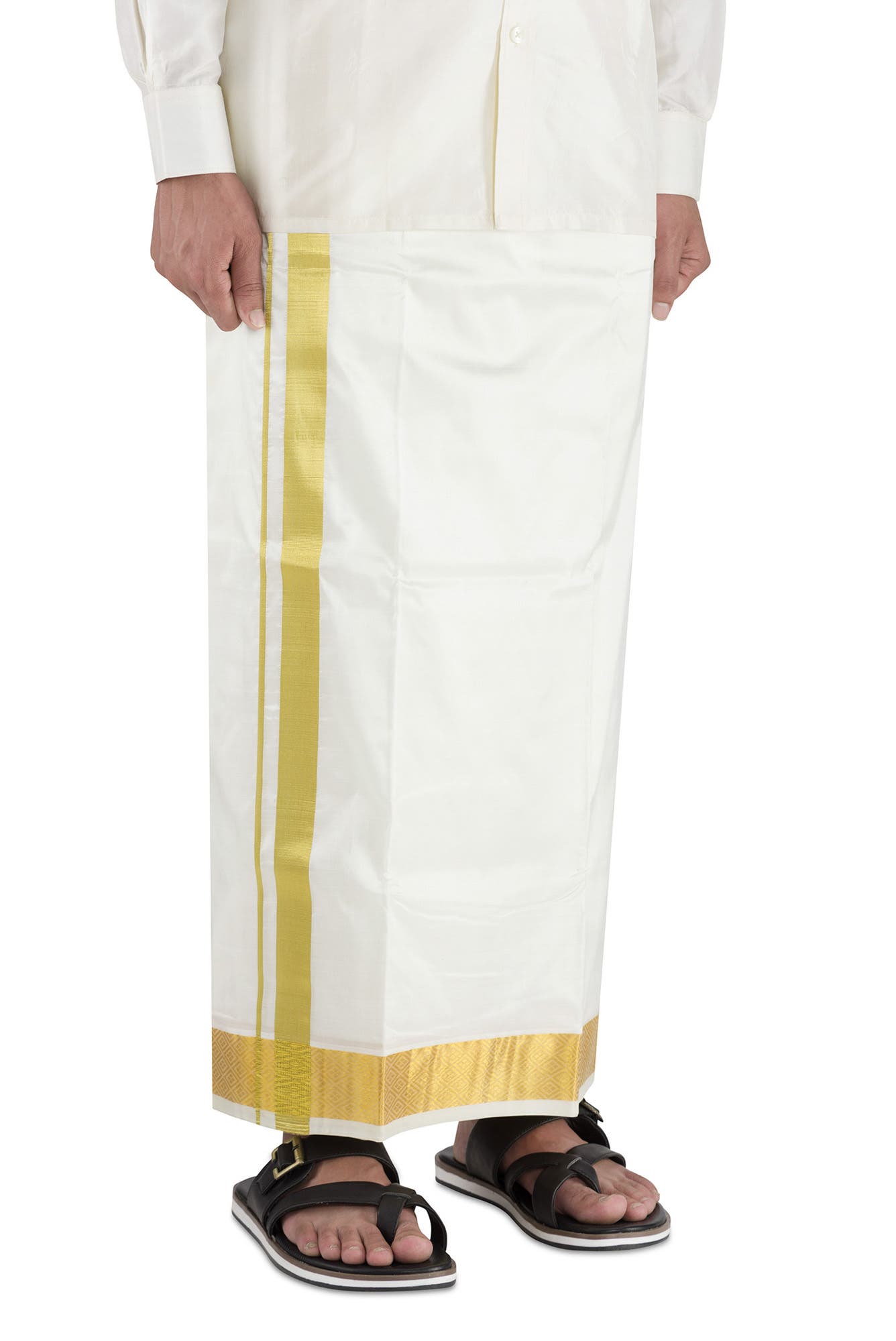 Cream Silk Dhoti 8 Muzham Dhoti