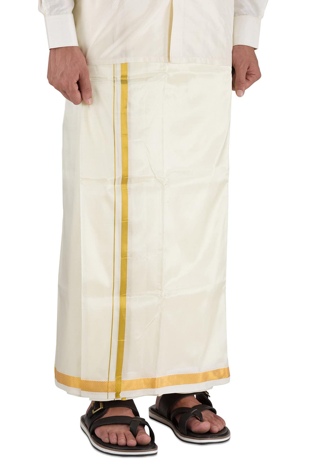 Cream Silk Dhoti 8 Muzham