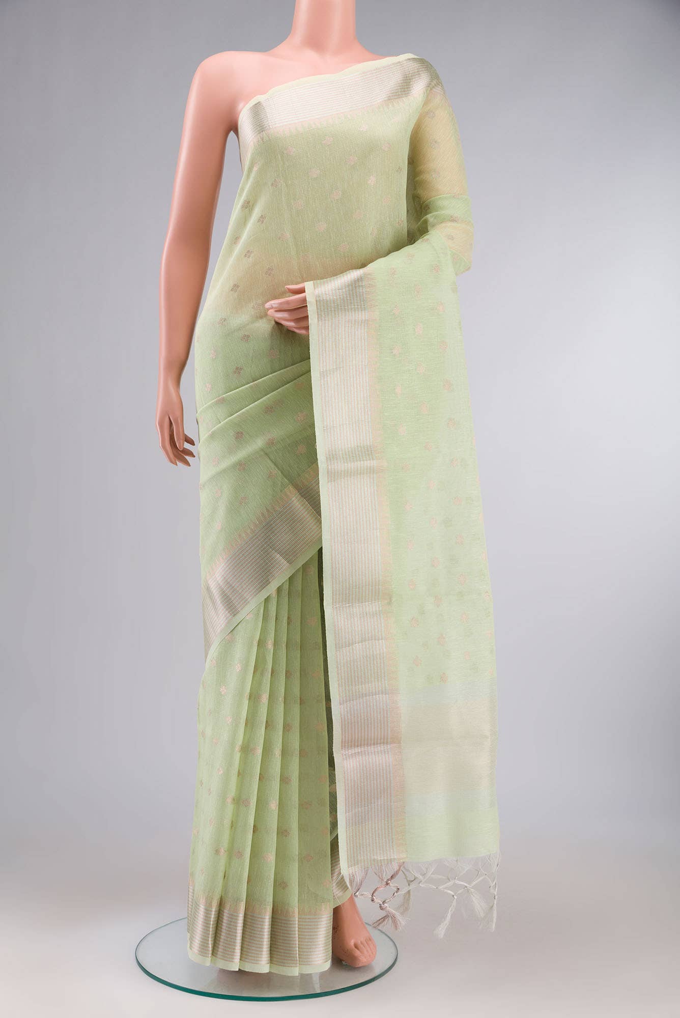 Green Blended Cotton Saree