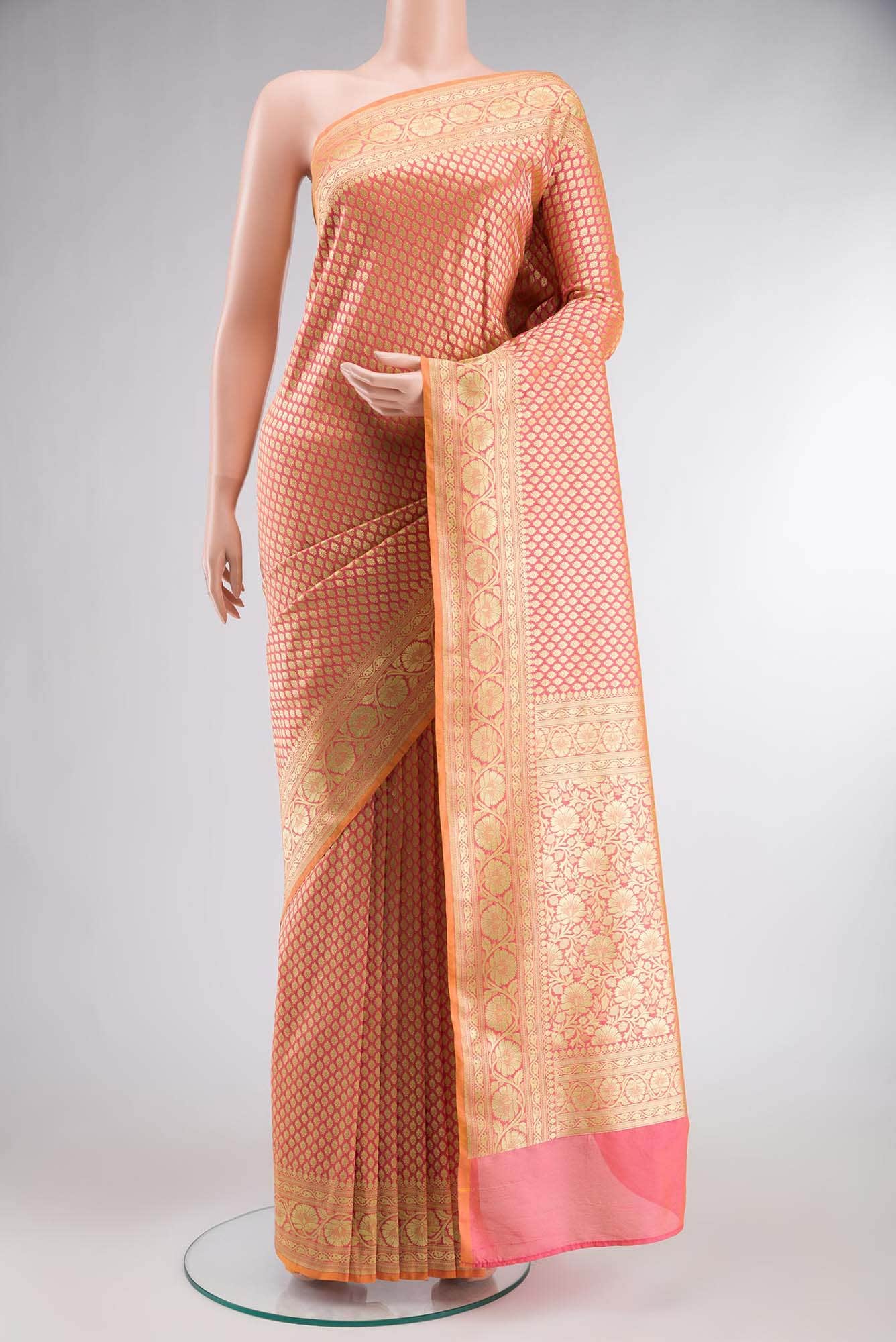 Pink Blended Banarasi Silk Saree