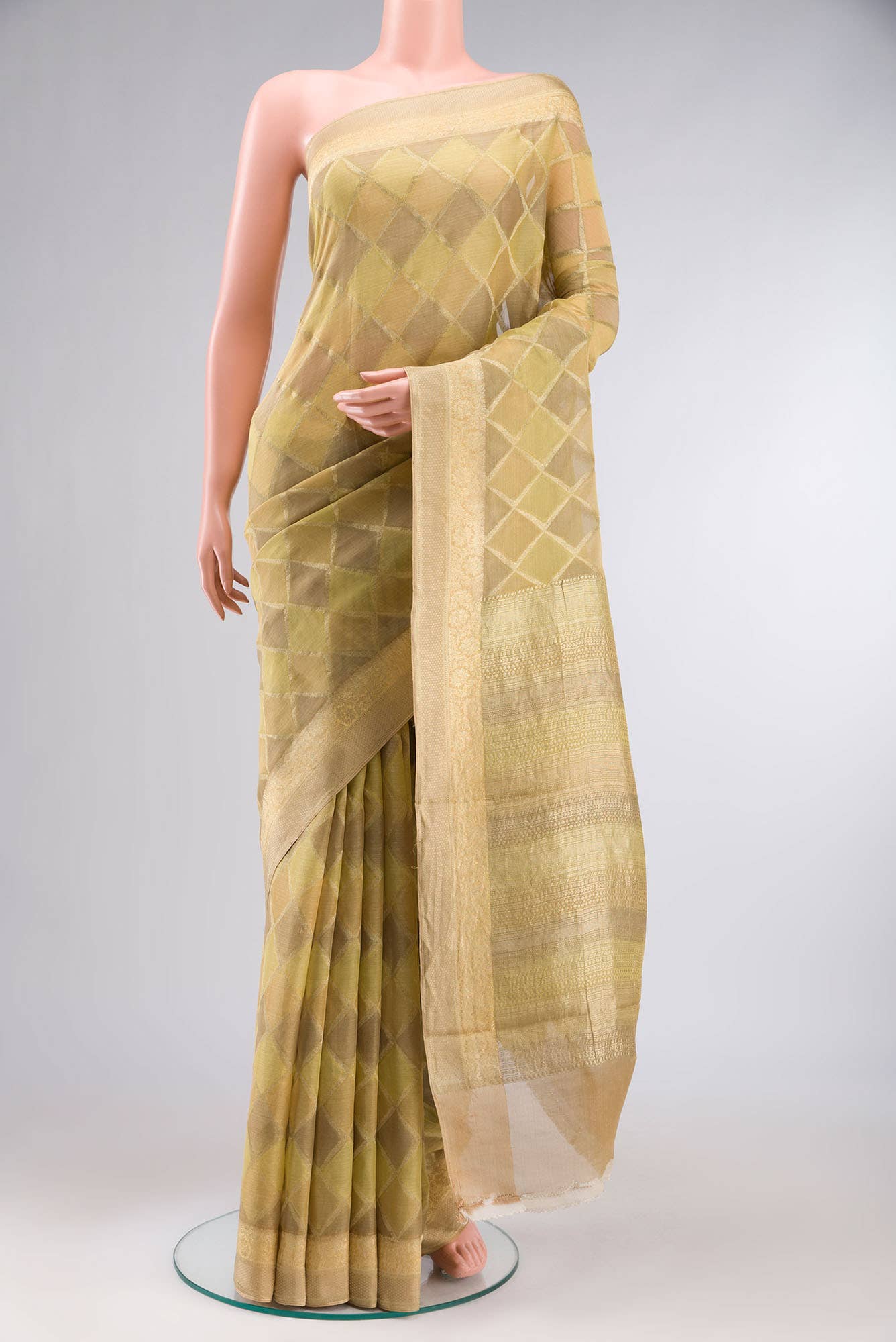Yellow Mysore Georgette Saree