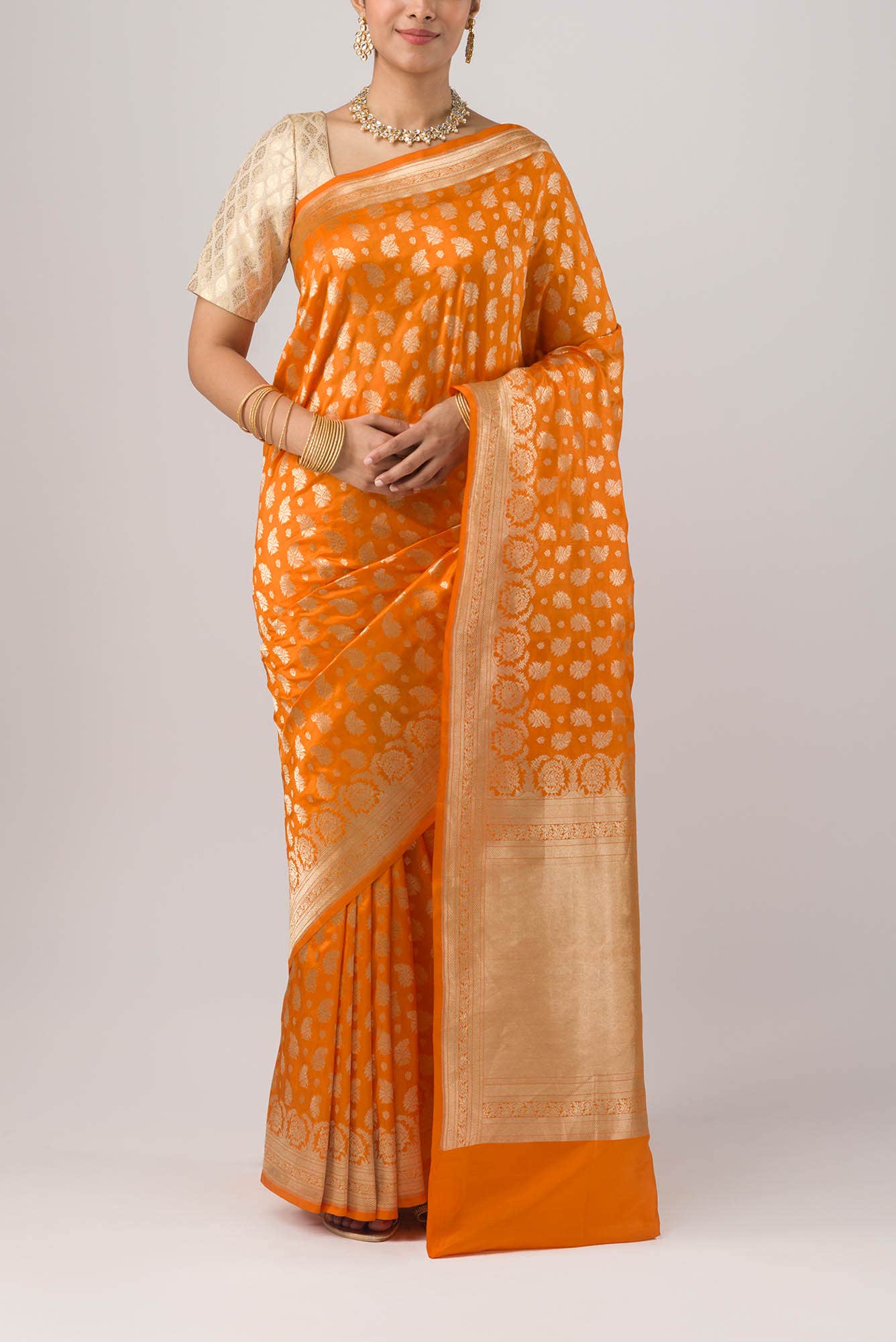 Bhumi-Orange Banarasi Silk Saree