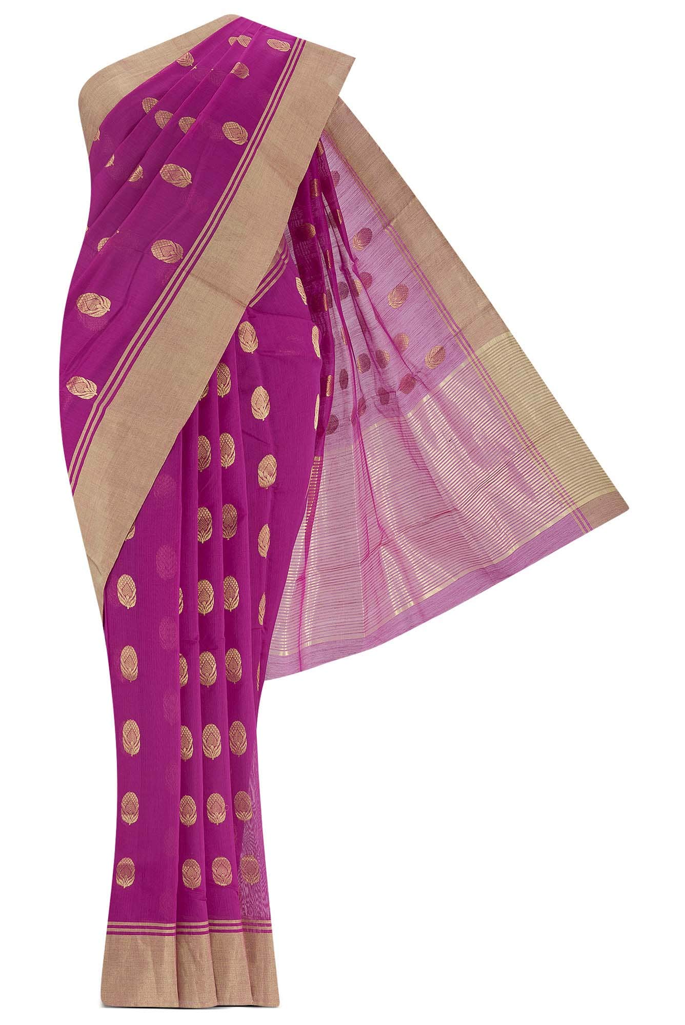 Magenta Chanderi Silk Cotton Saree