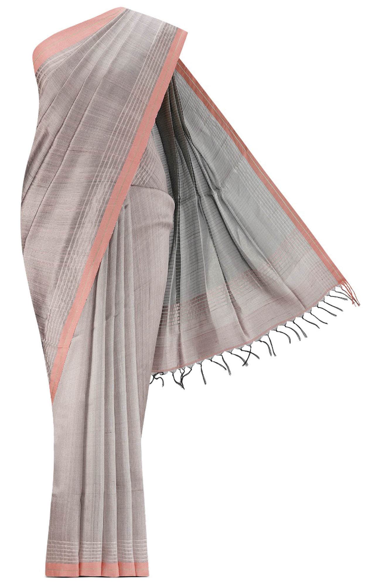 Bhavi-Silver Bhagalpuri Tussar Silk Saree