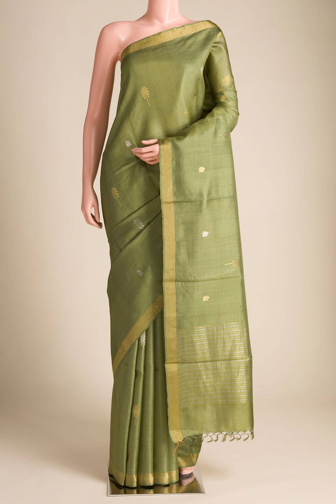 Juliet in the Jungle-Green Bhagalpuri Tussar Silk Saree