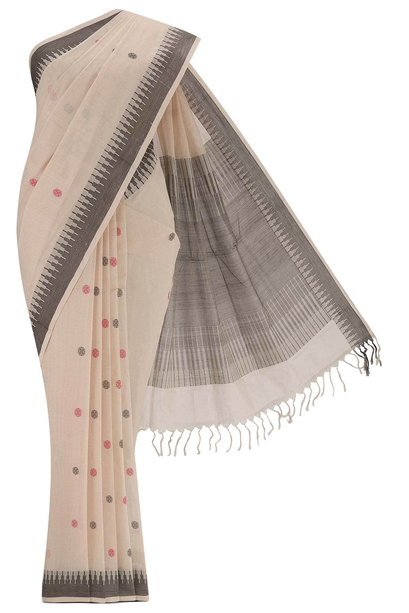 Beige Coimbatore Cotton Saree