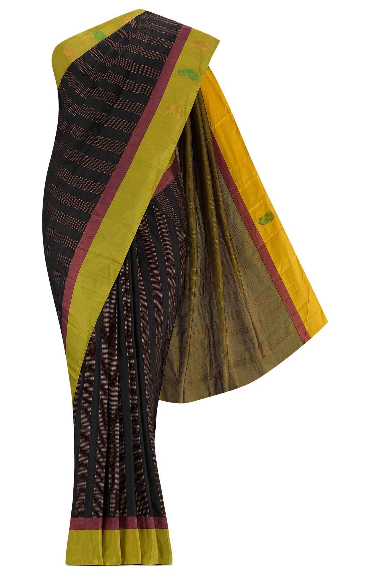 Black Blended Kanchipuram Silk Saree