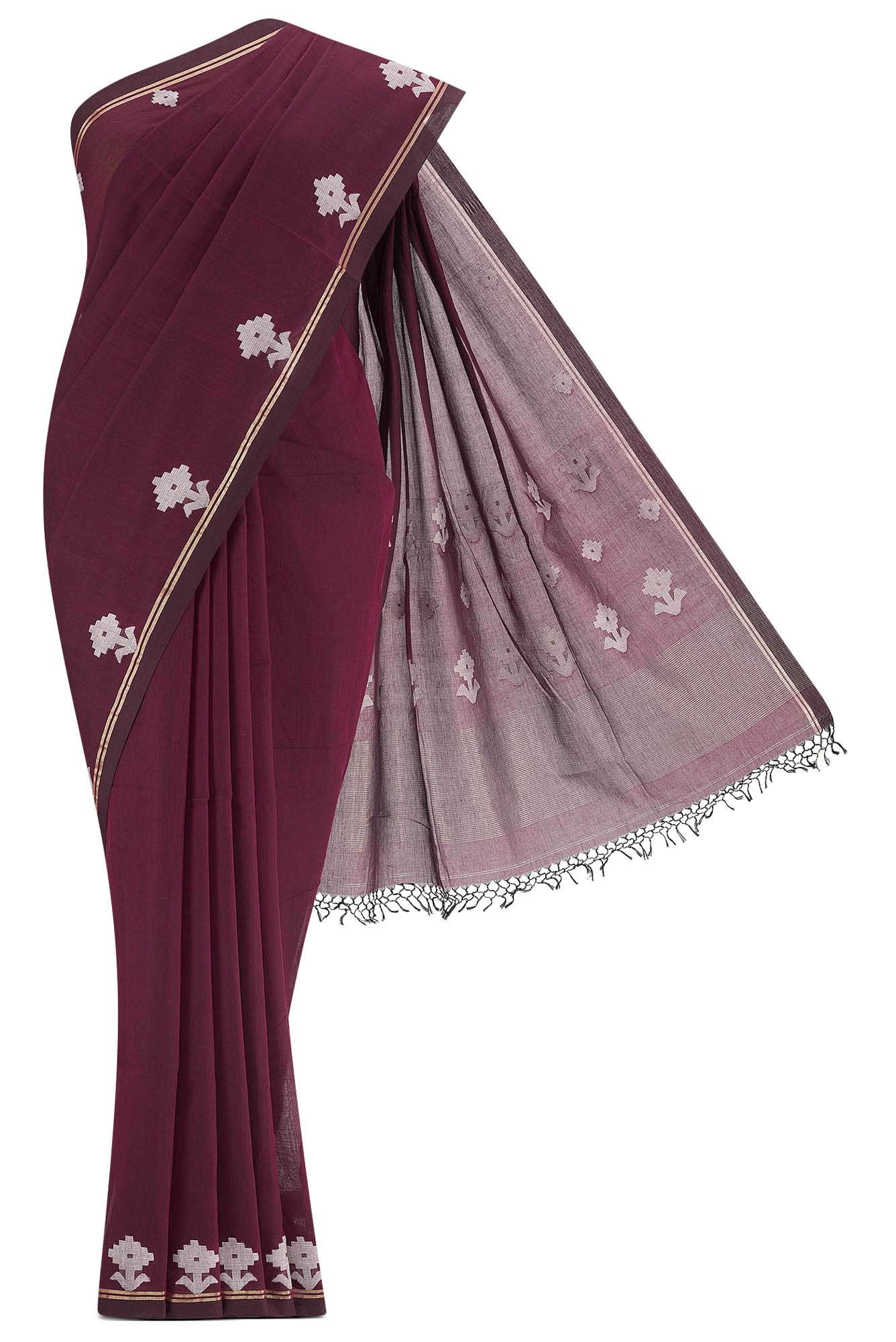 Anuradha-Maroon Bengal Cotton Saree