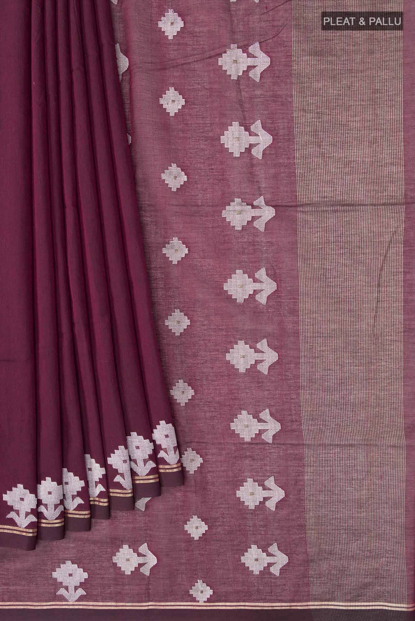 Anuradha-Maroon Bengal Cotton Saree
