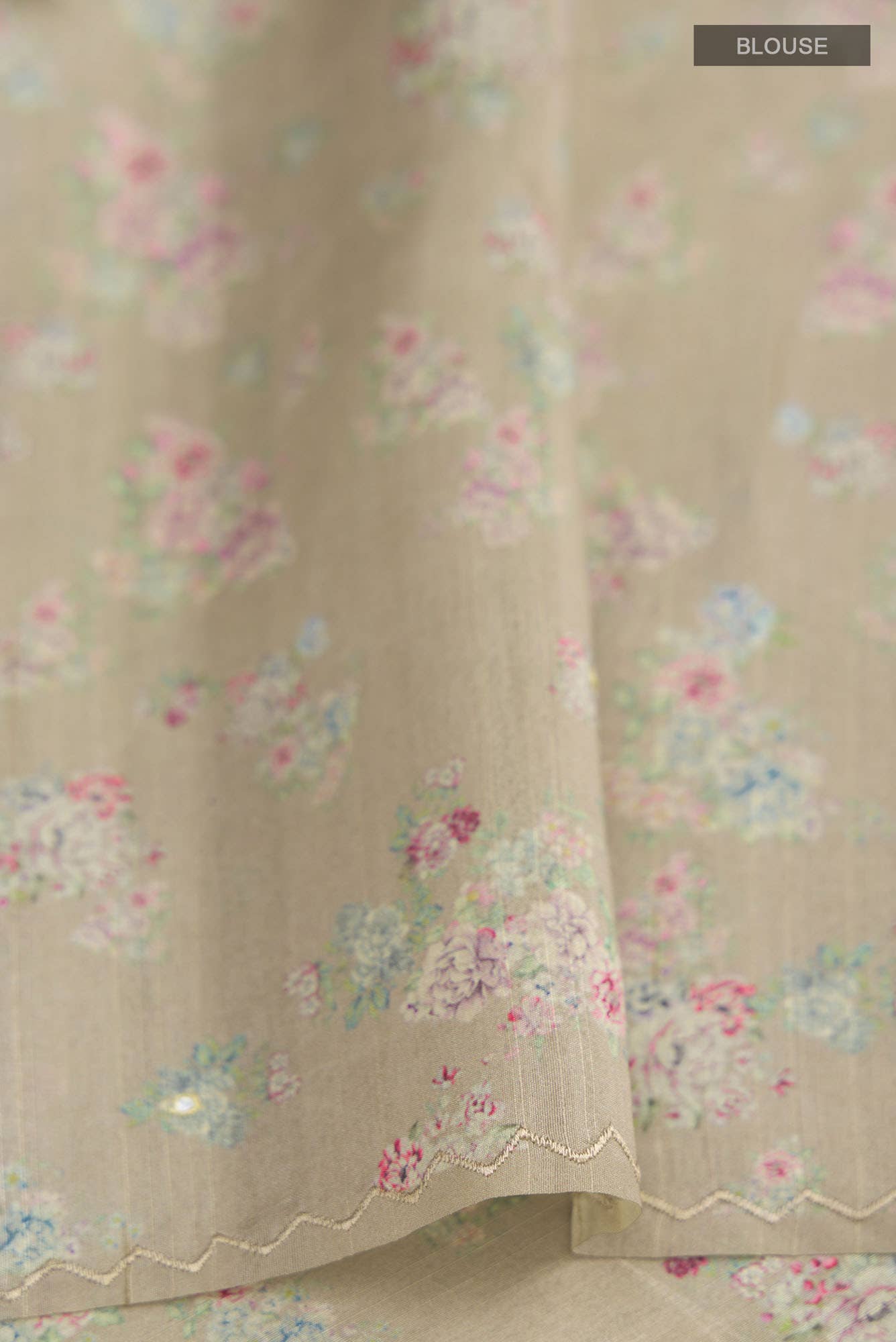 Beige Blended Tussar Silk Saree