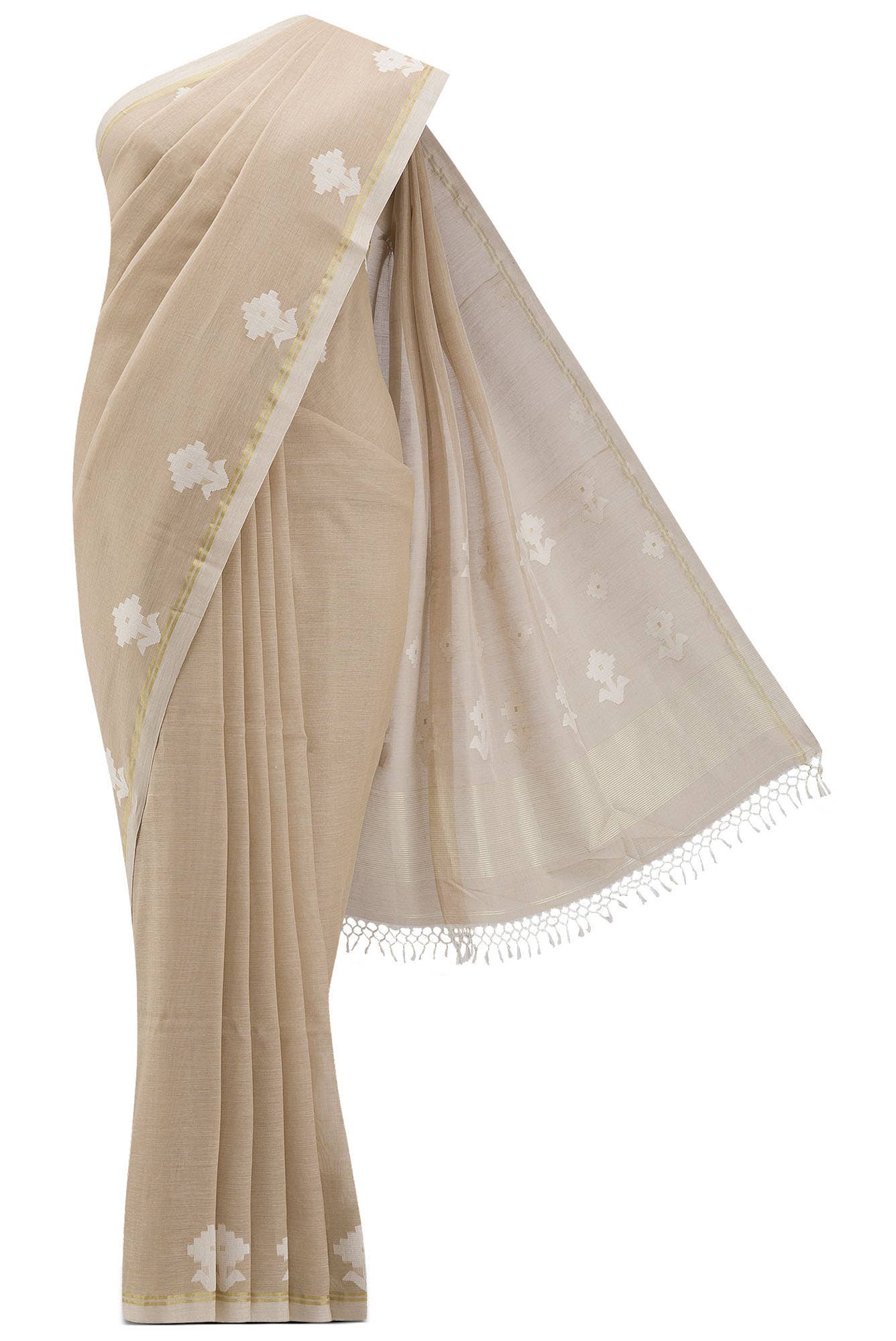 Anuradha-Beige Bengal Cotton Saree