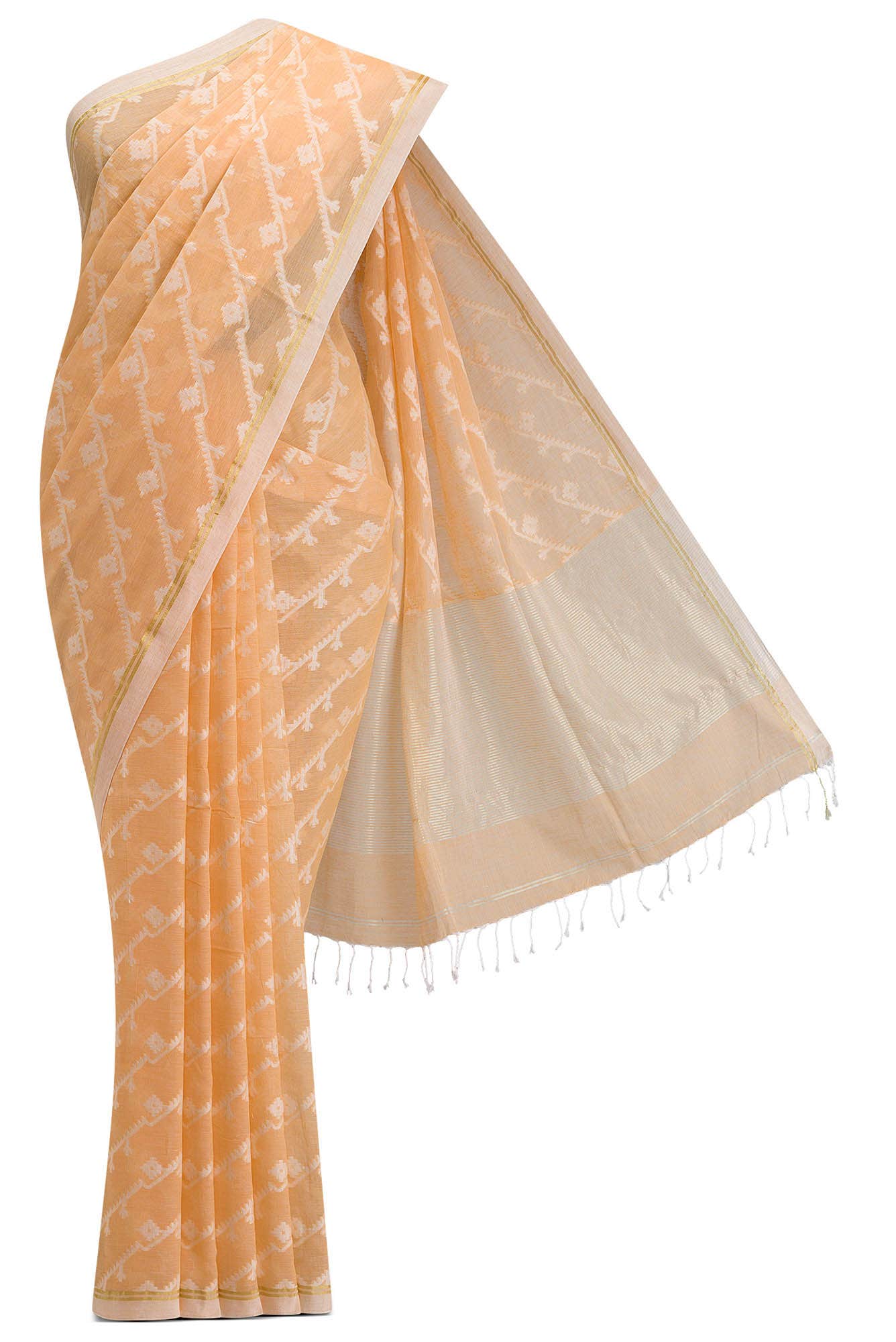 Bimala-Orange Bengal Cotton Saree