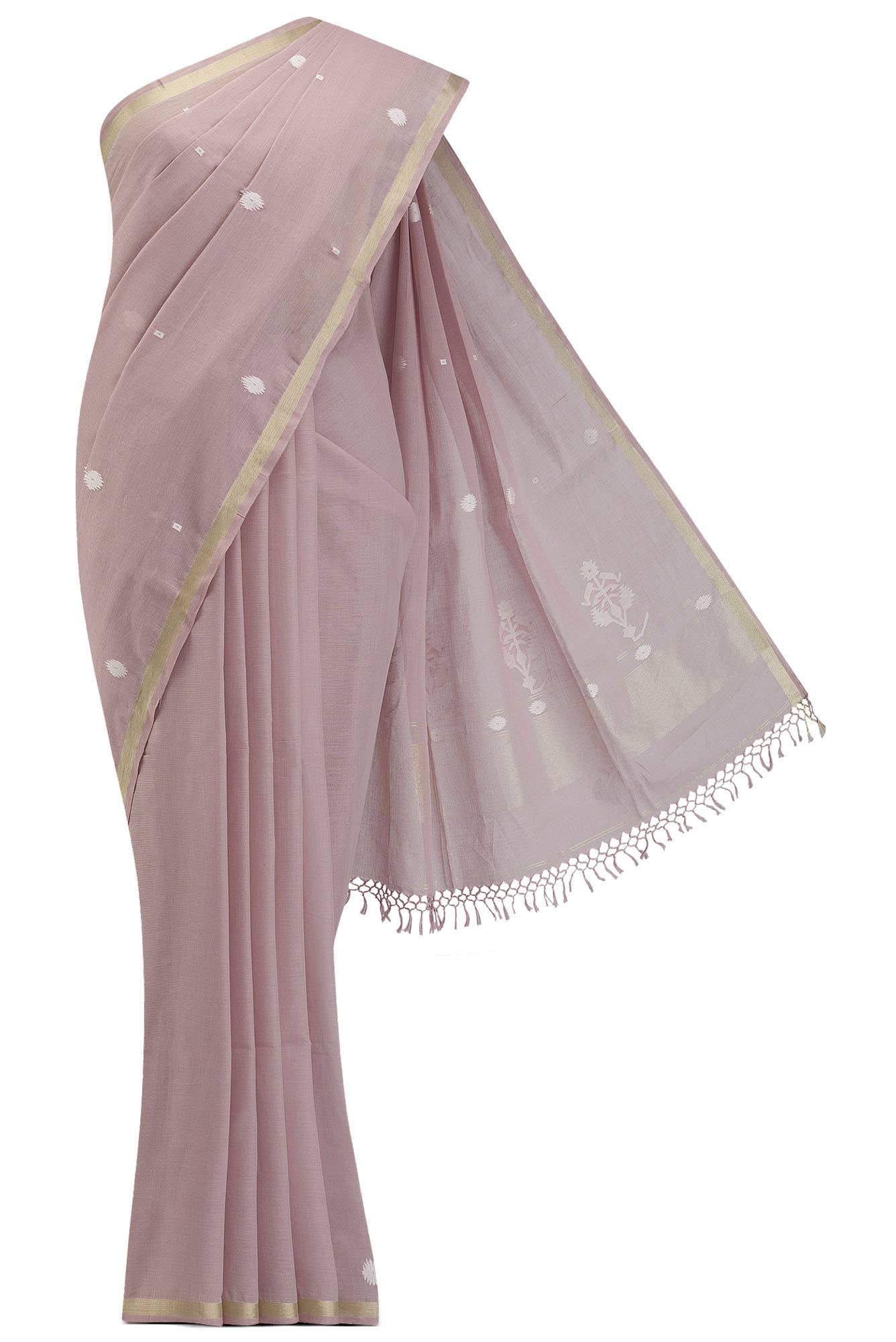 Damini-Dusky Pink Bengal Cotton Saree