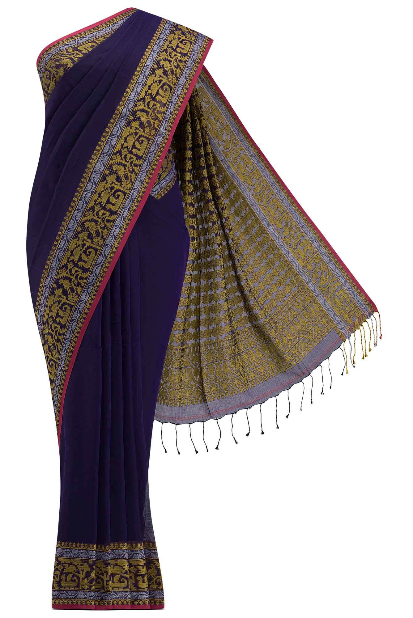 Priyambada-Navy Blue Bengal Cotton Saree