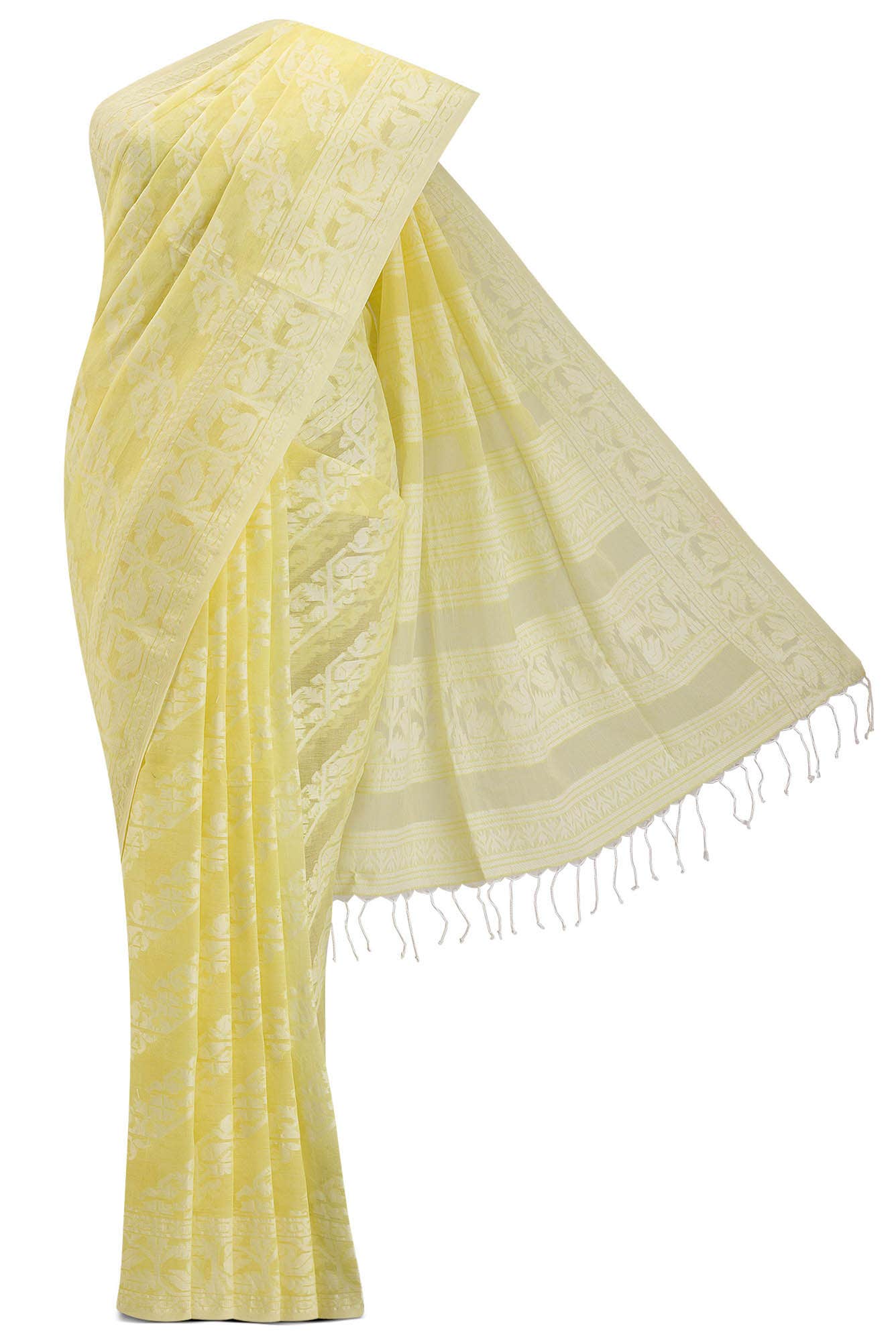 Hansika-Yellow Bengal Cotton Saree