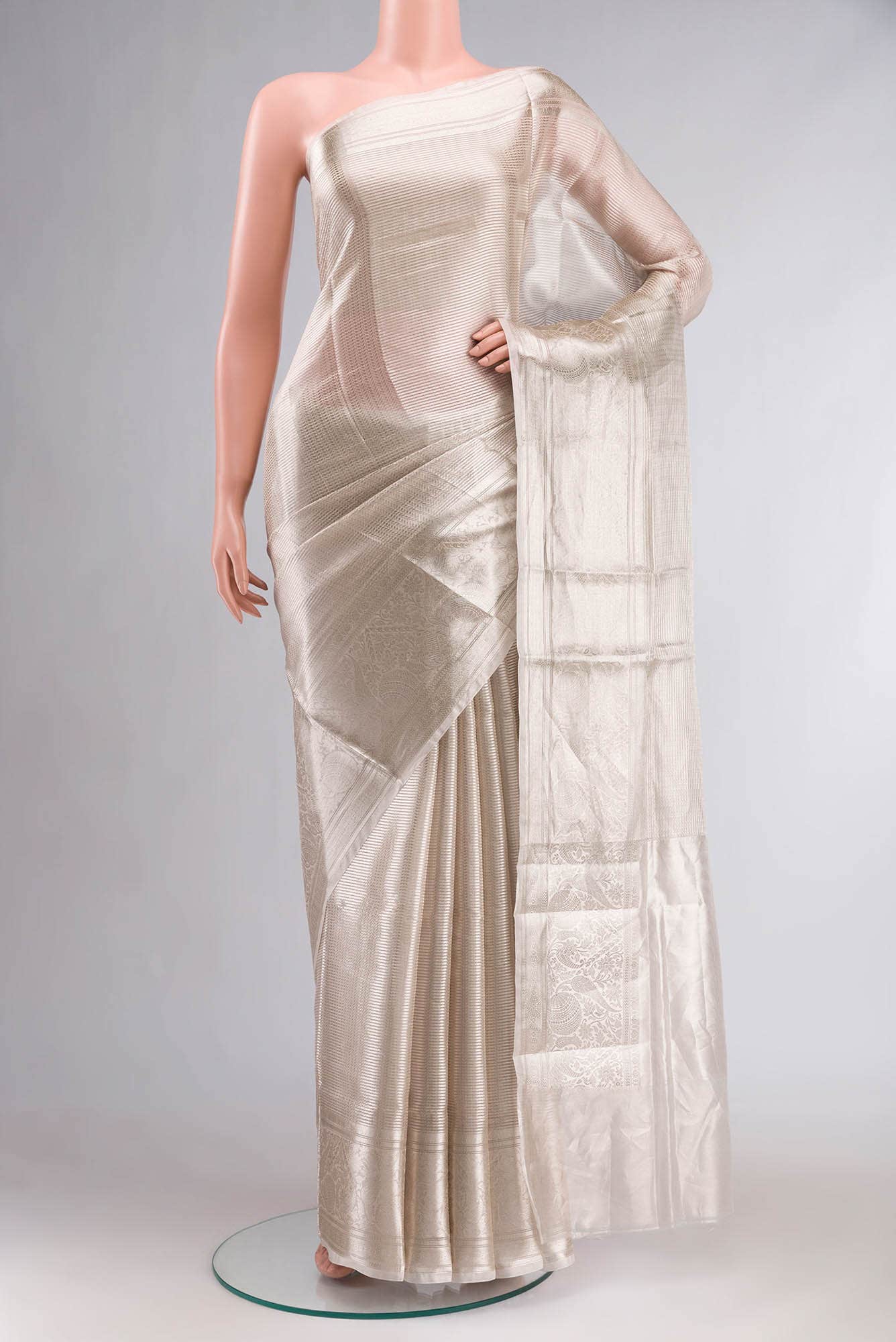Baige with Gold Dual Tone Banarasi Brocade Tissue Silk Saree