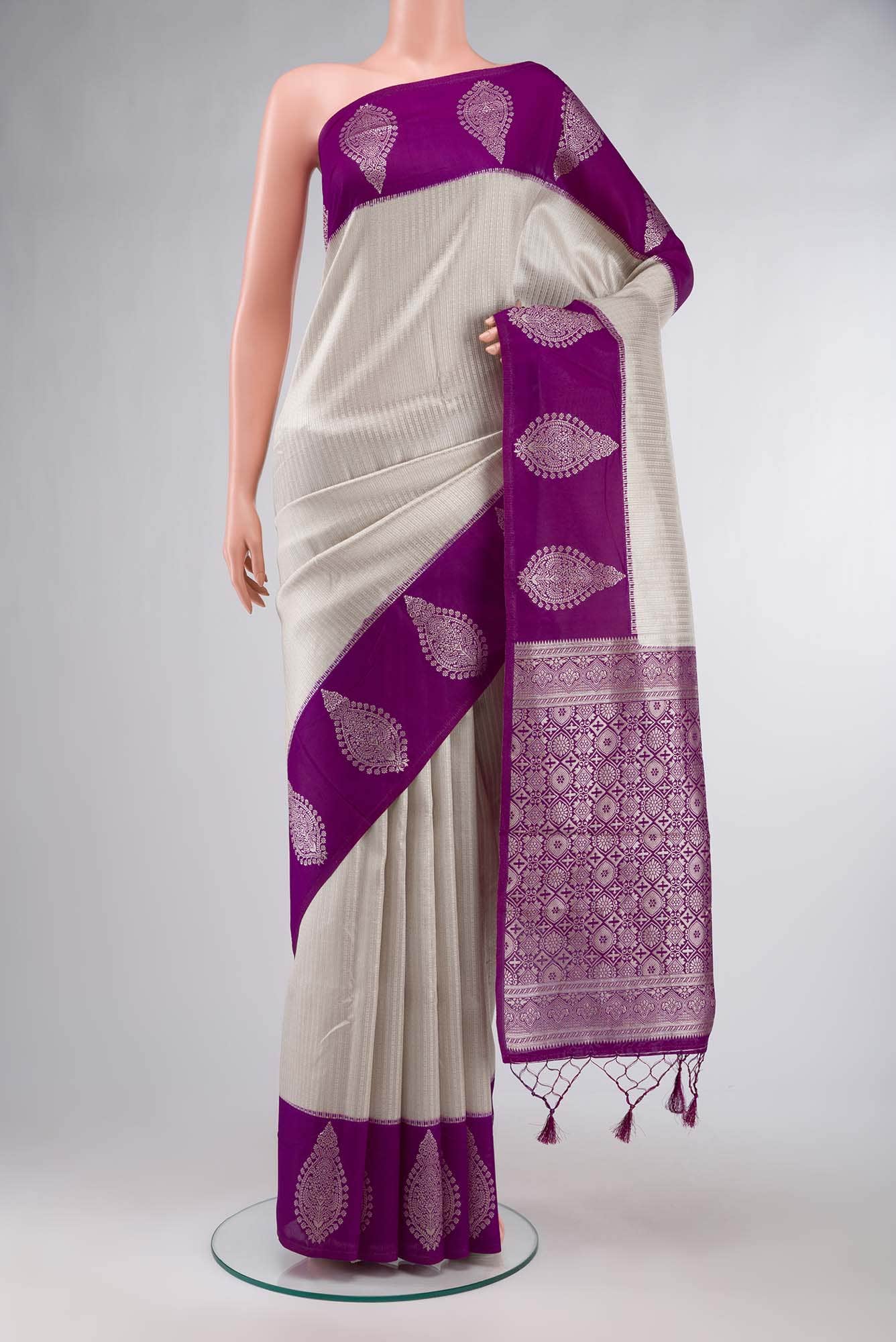 Beige Blended Art Silk Saree
