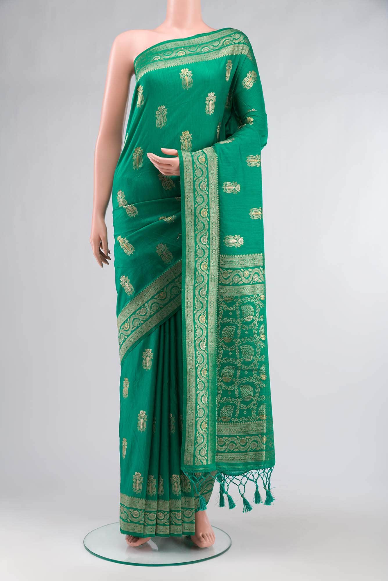 Green Blended Tussar Silk Saree