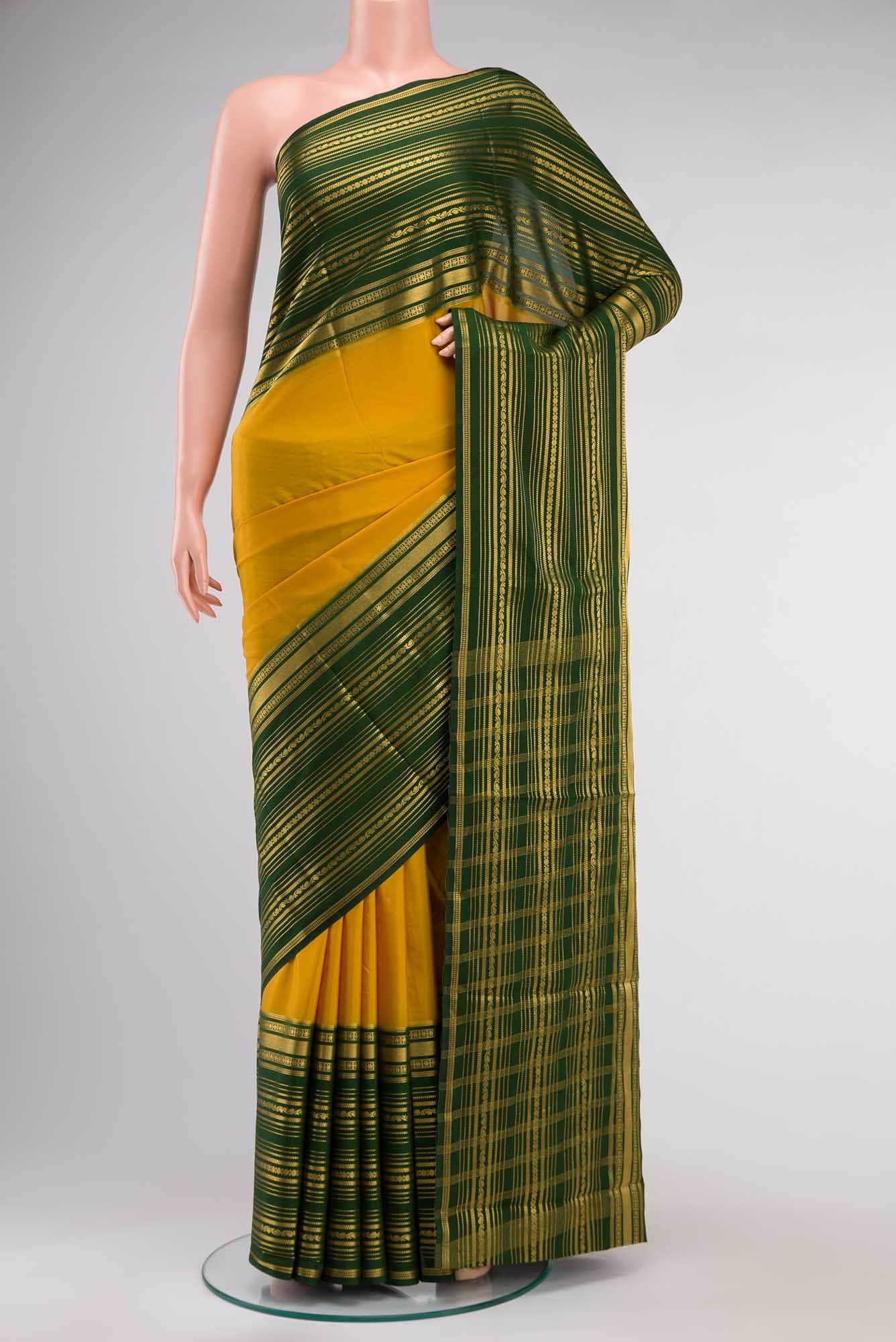 Yellow Blended Crepe Saree
