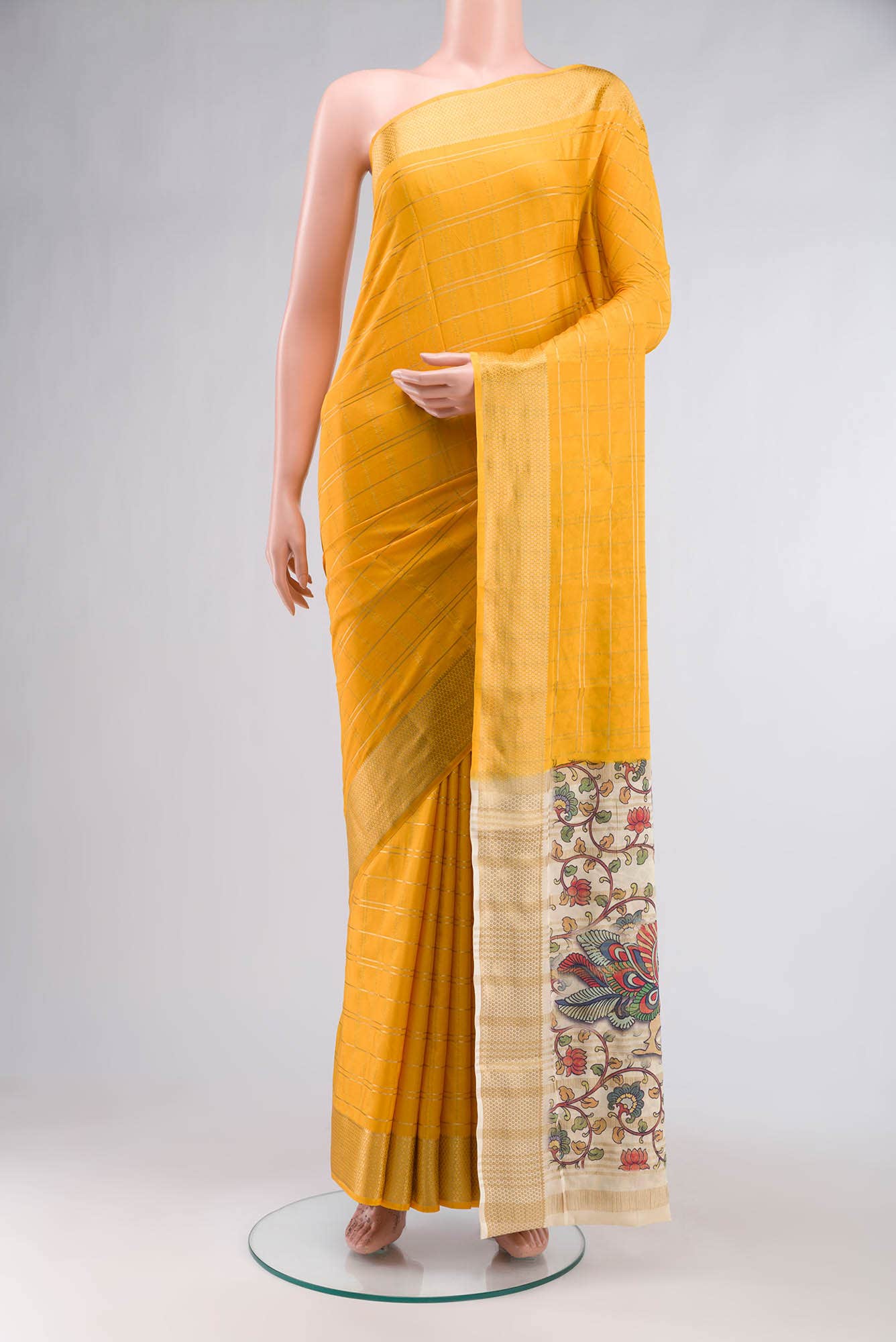 Yellow Blended Crepe Saree