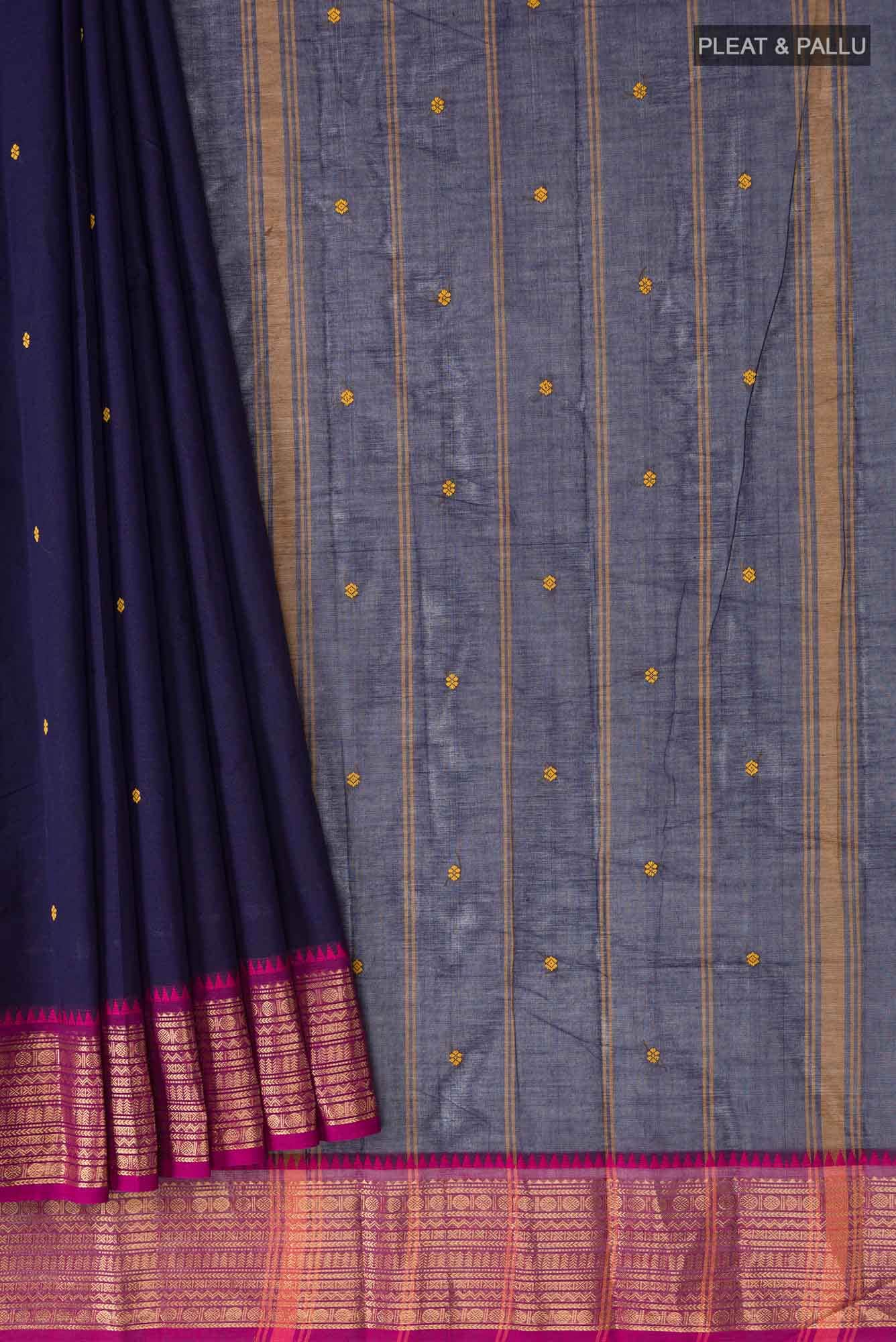 Navy Blue Kanchi Cotton Saree
