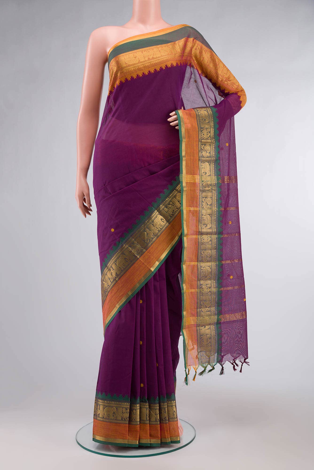 Magenta Kanchi Cotton Saree
