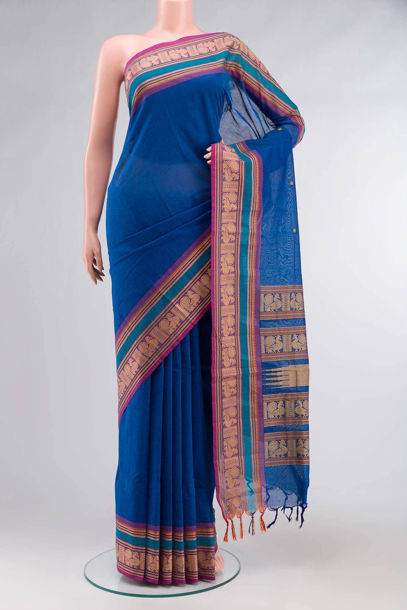 Blue Kanchi Cotton Saree