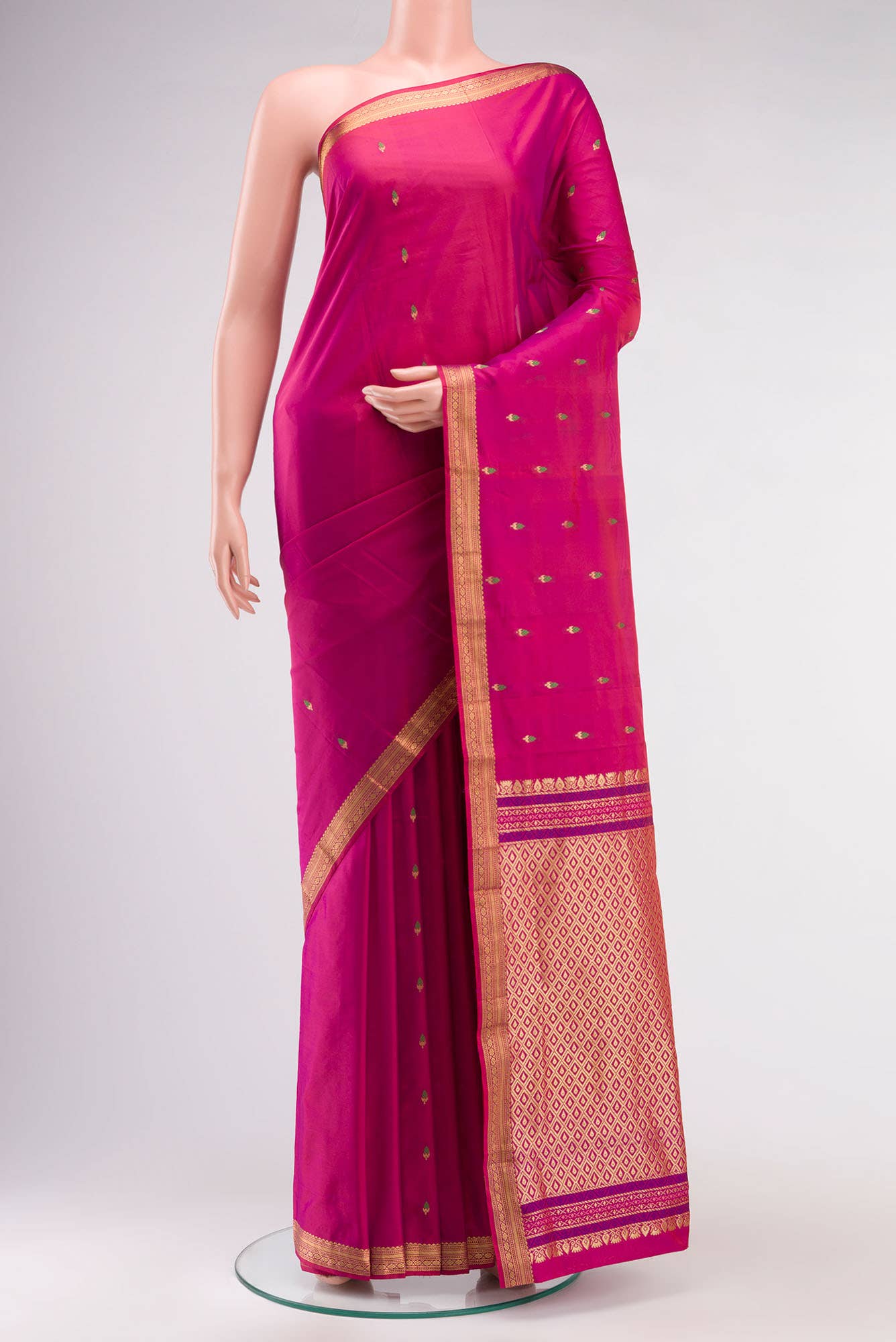Magenta Blended Bangalore Silk Saree