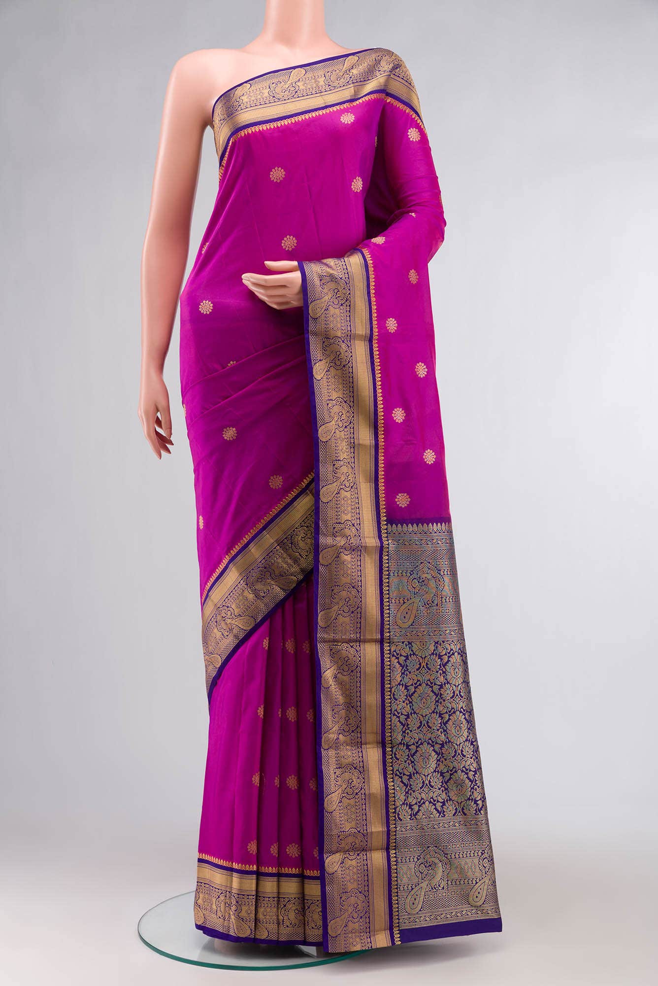 Magenta Blended Bangalore Silk Saree